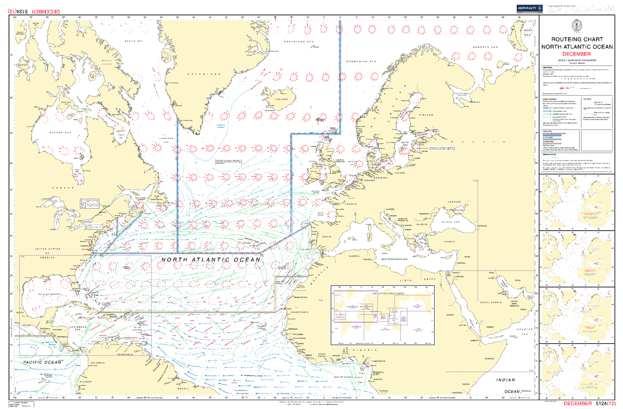 British Admiralty Routeing Chart 5124: North Atlantic Ocean - Amnautical