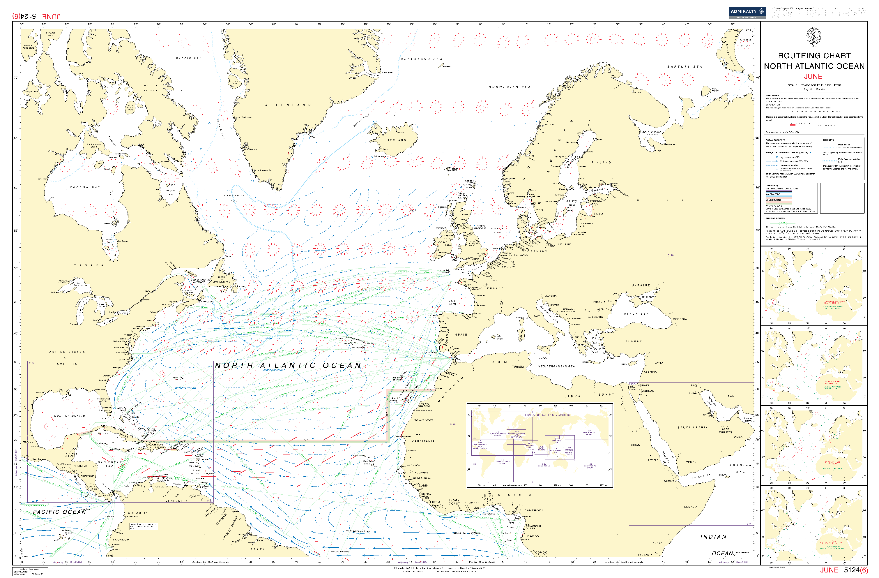 British Admiralty Routeing Chart 5124: North Atlantic Ocean