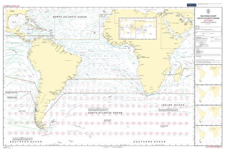Routeing Chart Reading British Admiralty Routeing Chart 5125: South Atlantic Ocean - Amnautical