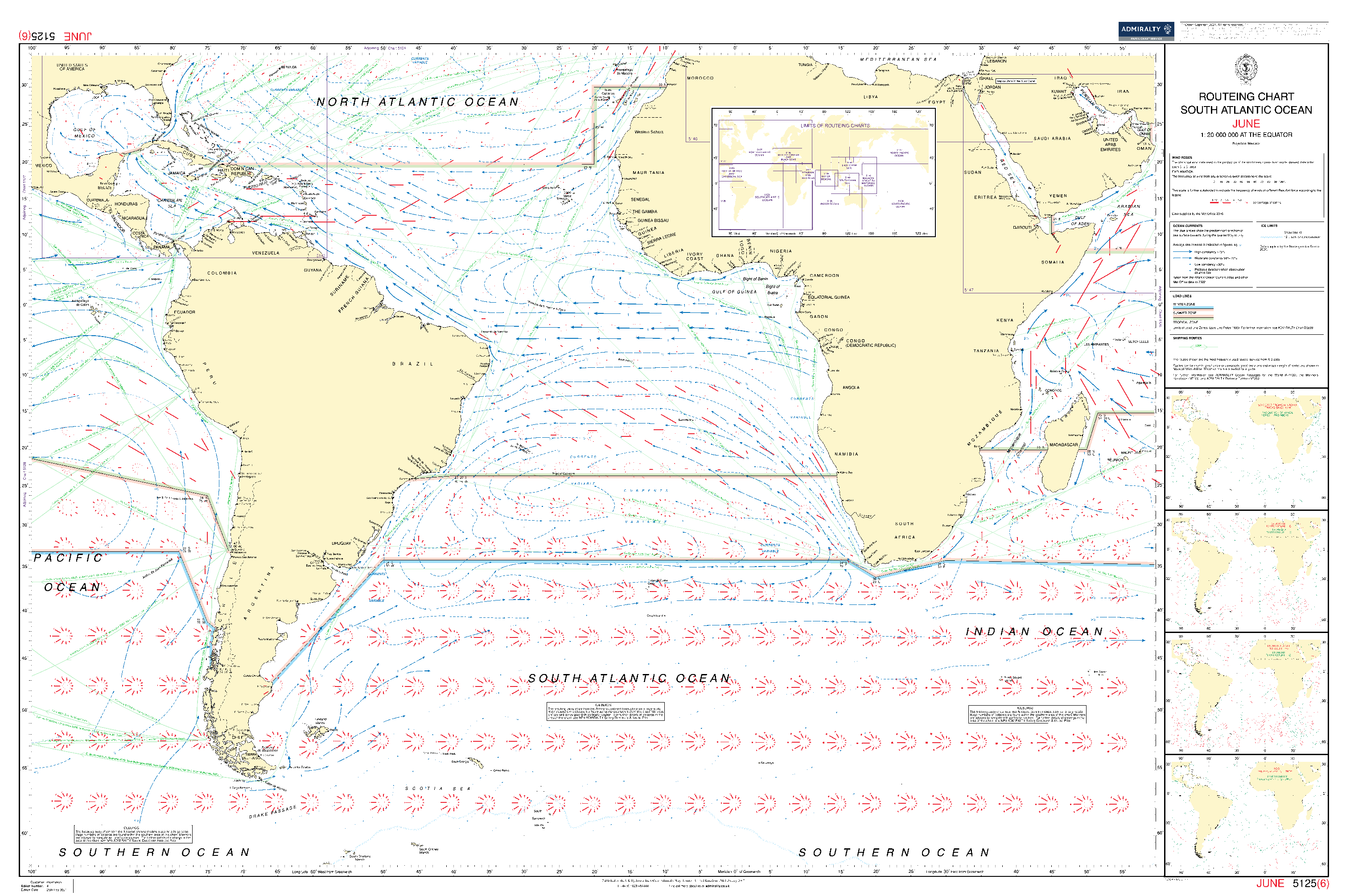 British Admiralty Routeing Chart 5125: South Atlantic Ocean