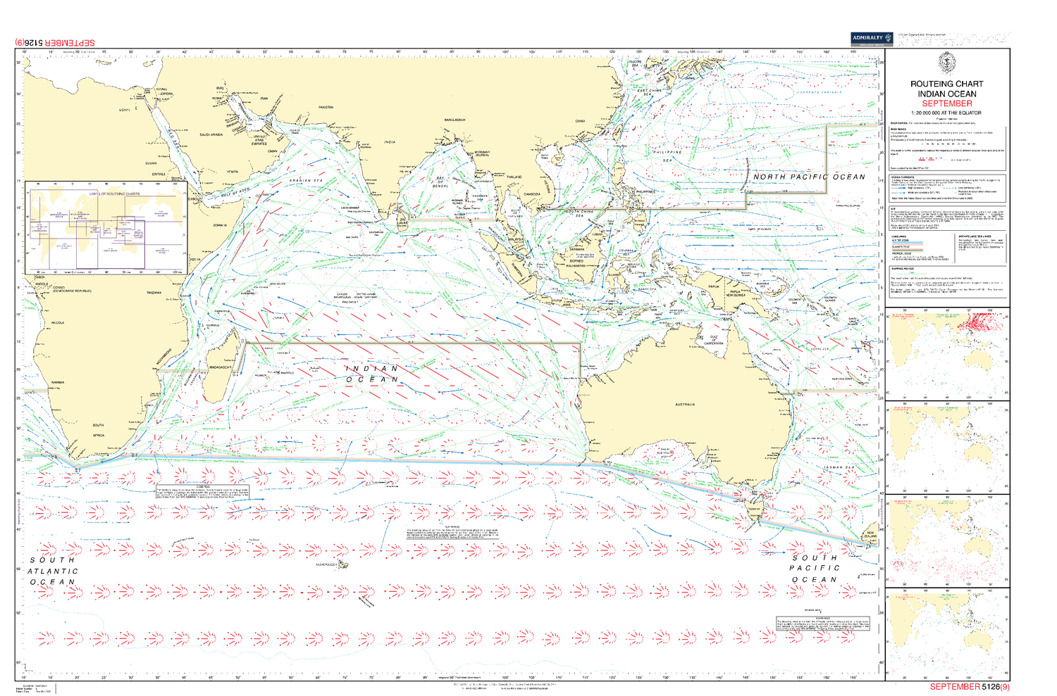 British Admiralty Routeing Chart 5126: Indian Ocean - Amnautical
