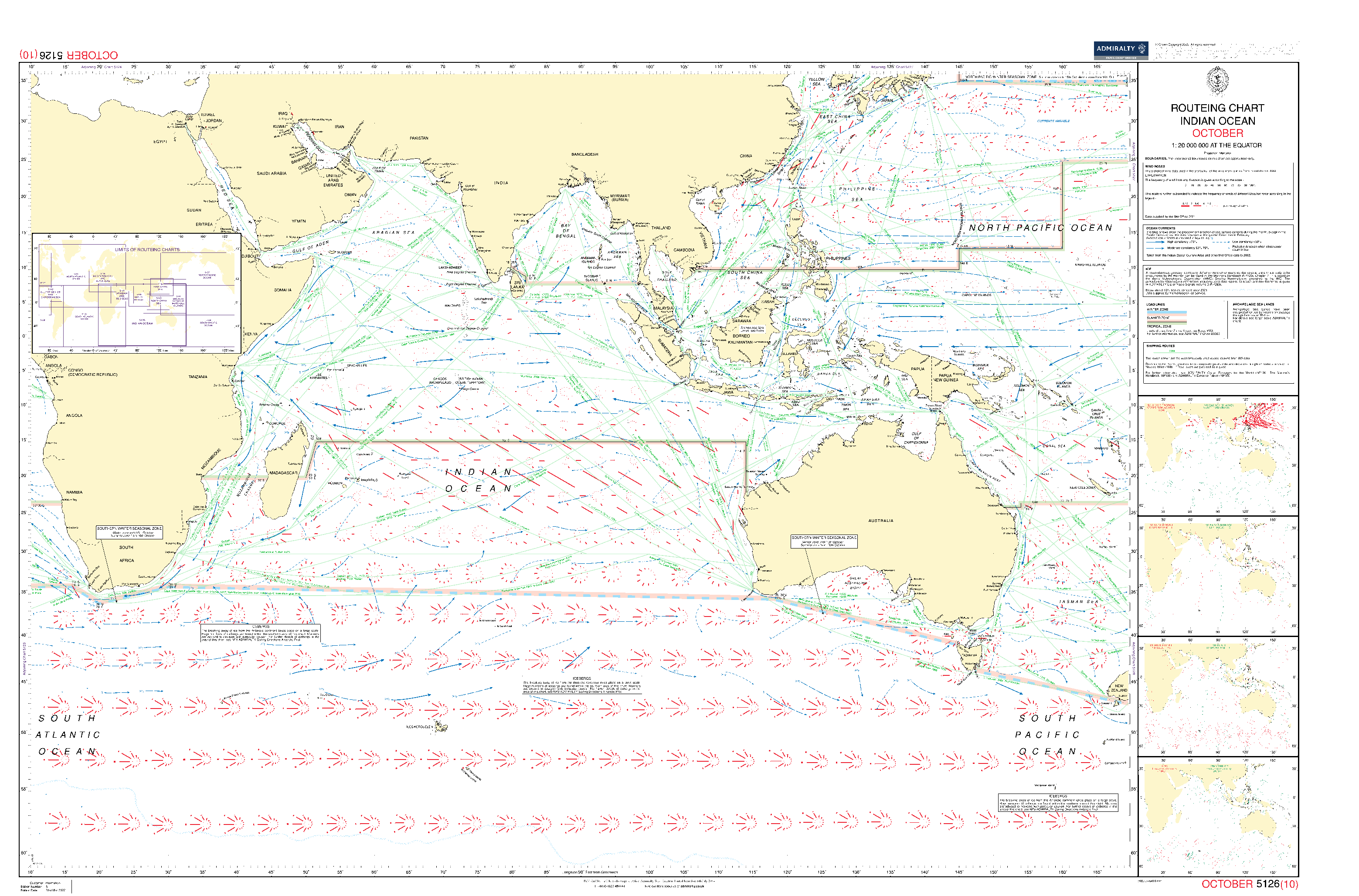 British Admiralty Routeing Chart 5126: Indian Ocean