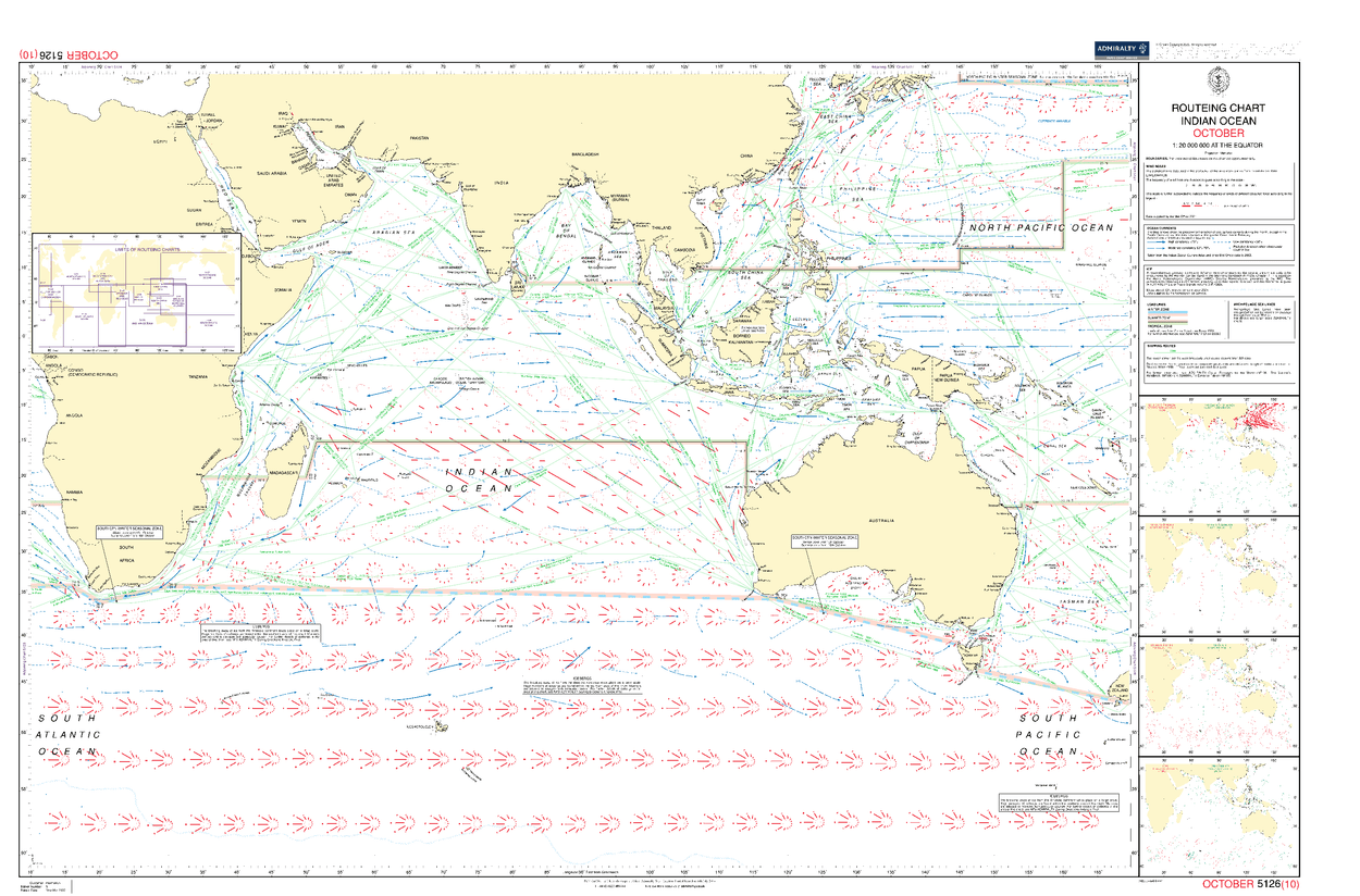 British Admiralty Routeing Chart 5126: Indian Ocean - Amnautical