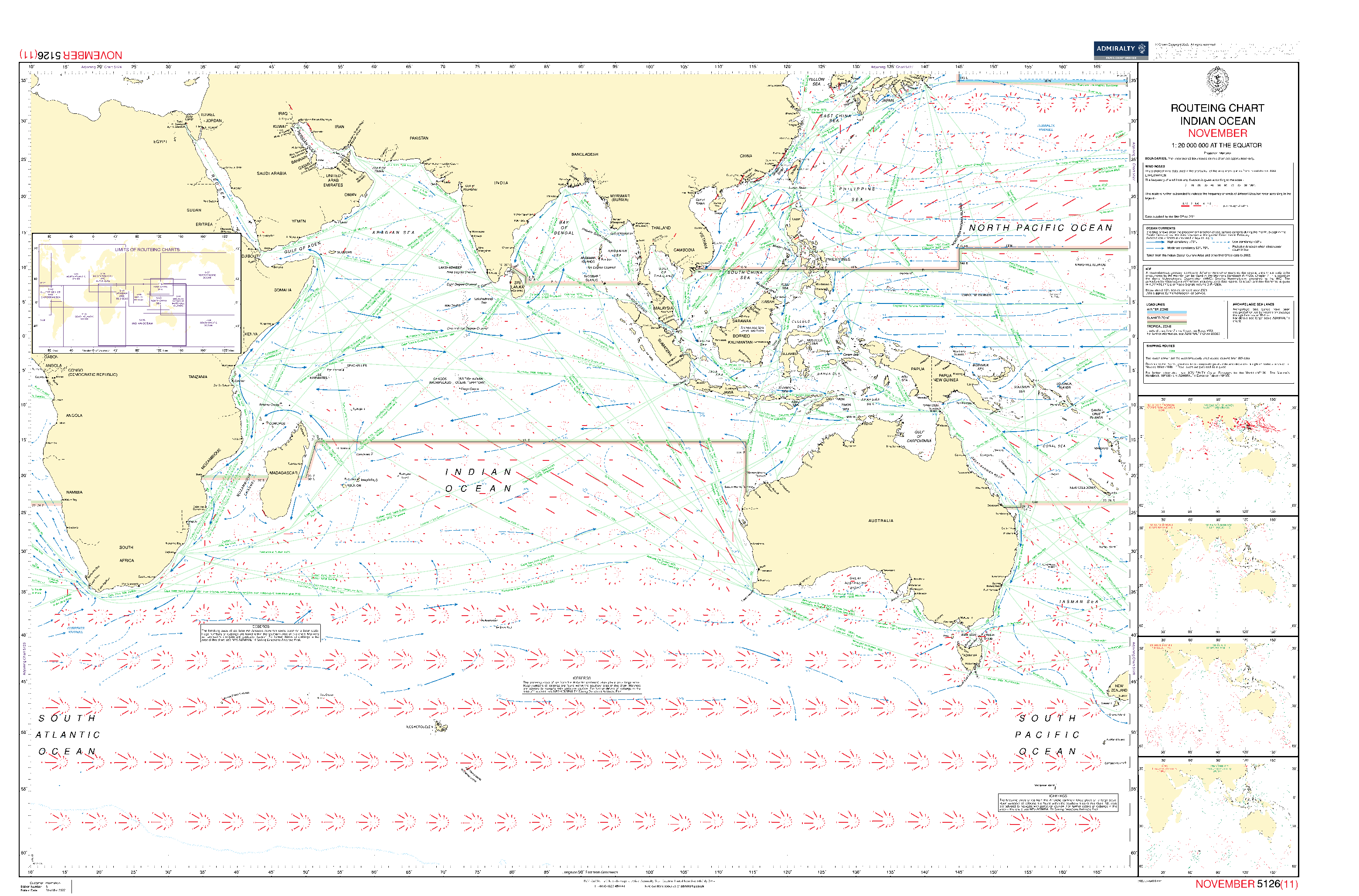 British Admiralty Routeing Chart 5126: Indian Ocean