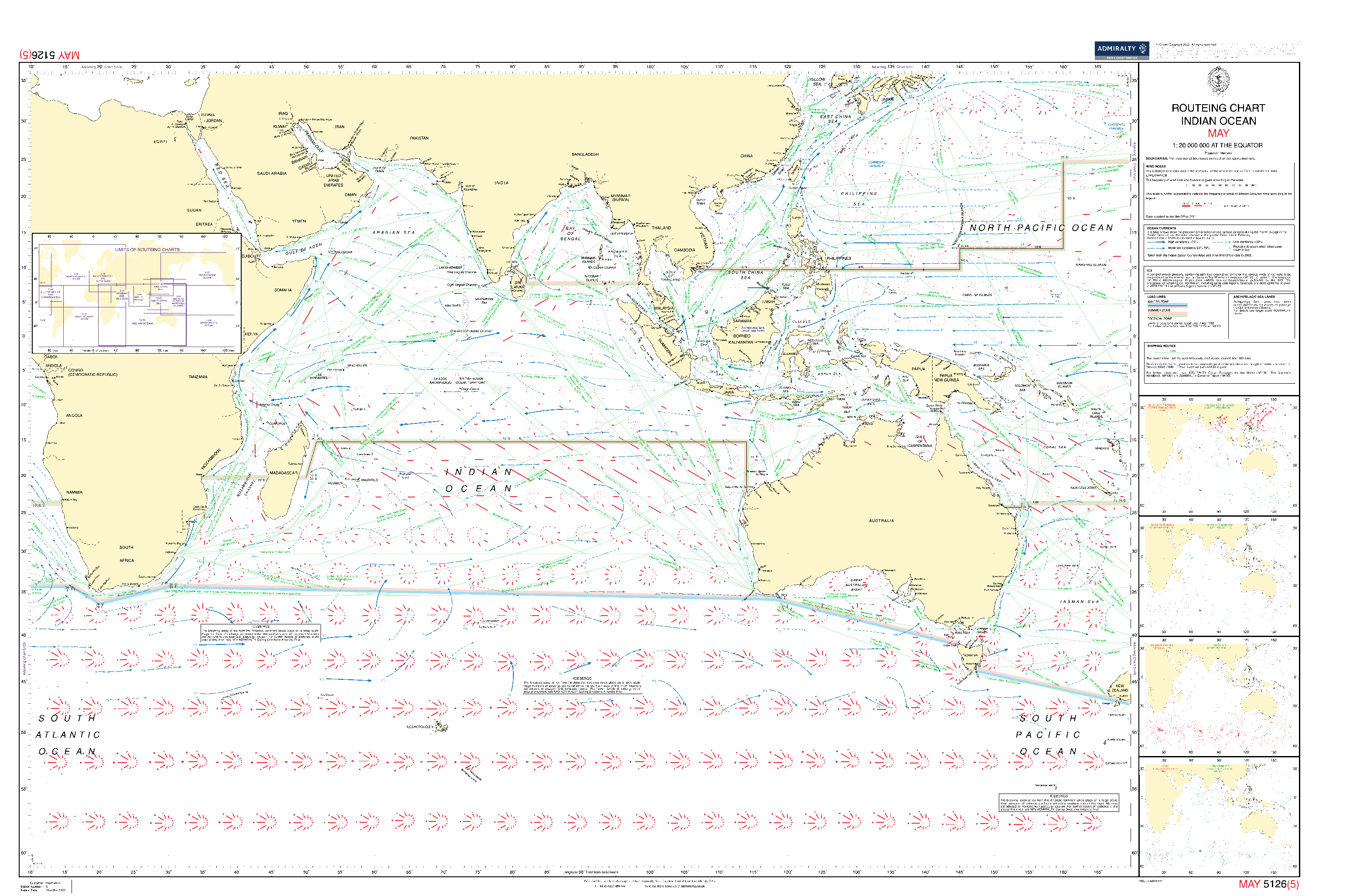 British Admiralty Routeing Chart 5126: Indian Ocean