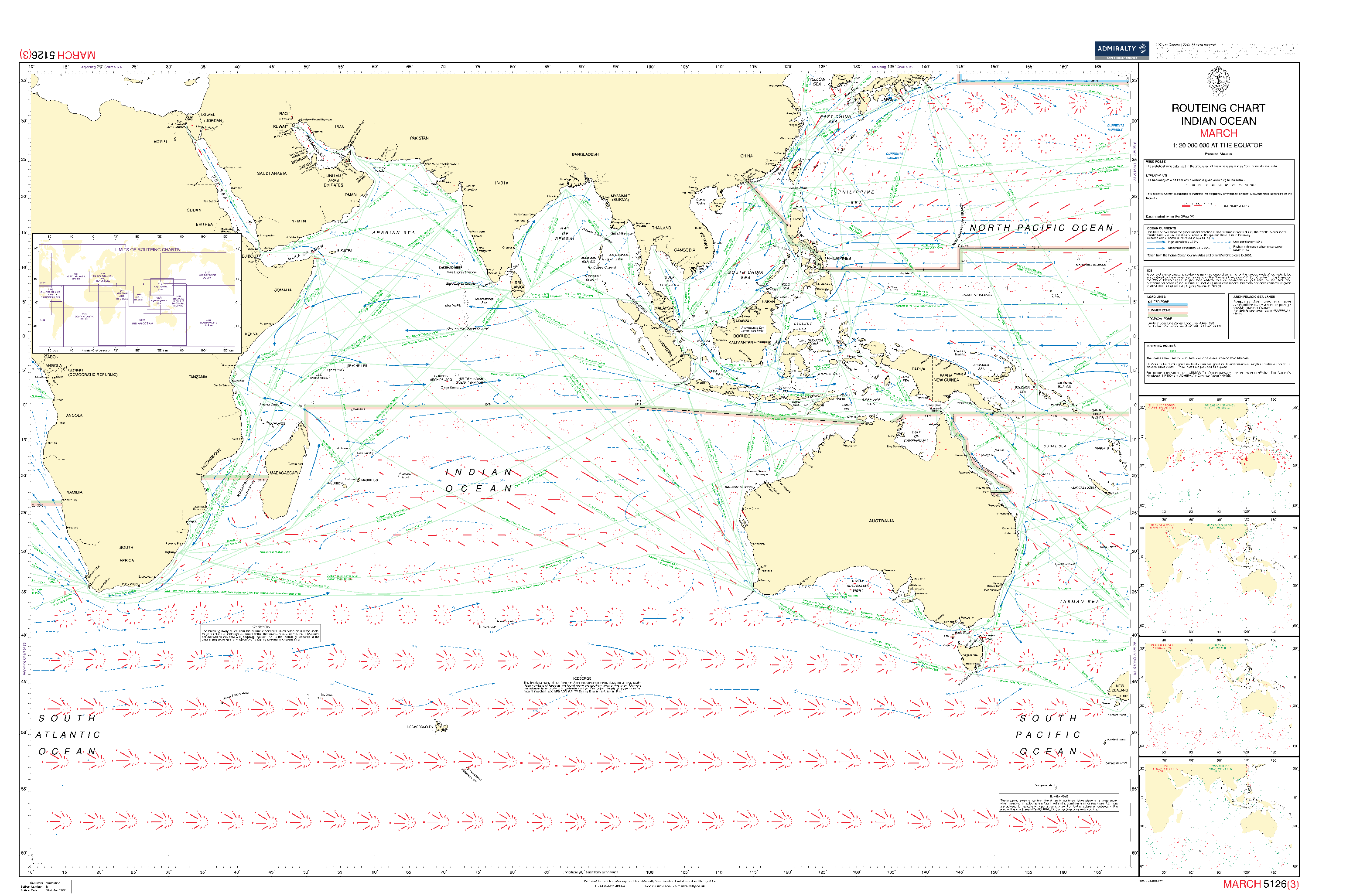 British Admiralty Routeing Chart 5126: Indian Ocean