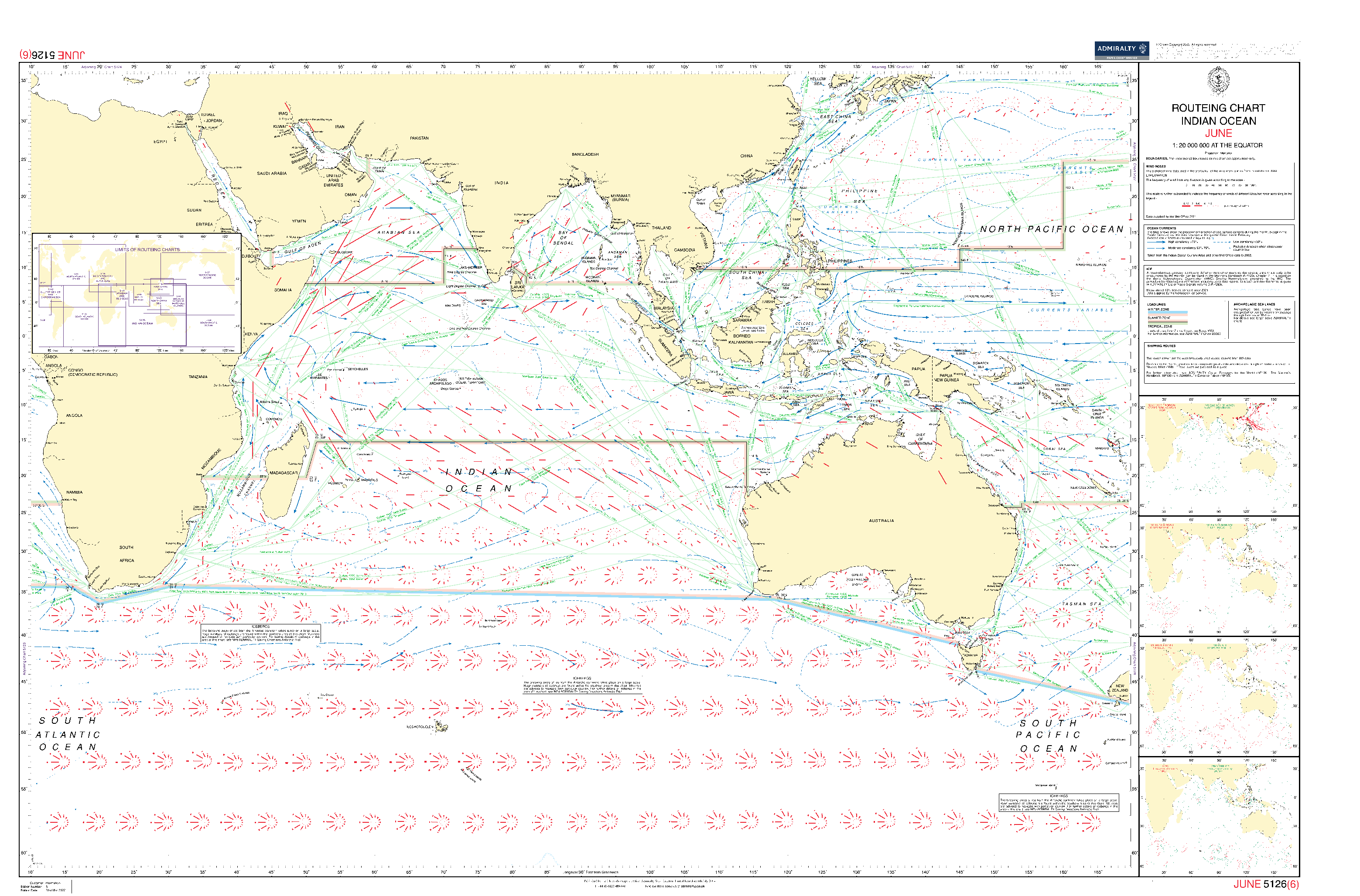 British Admiralty Routeing Chart 5126: Indian Ocean