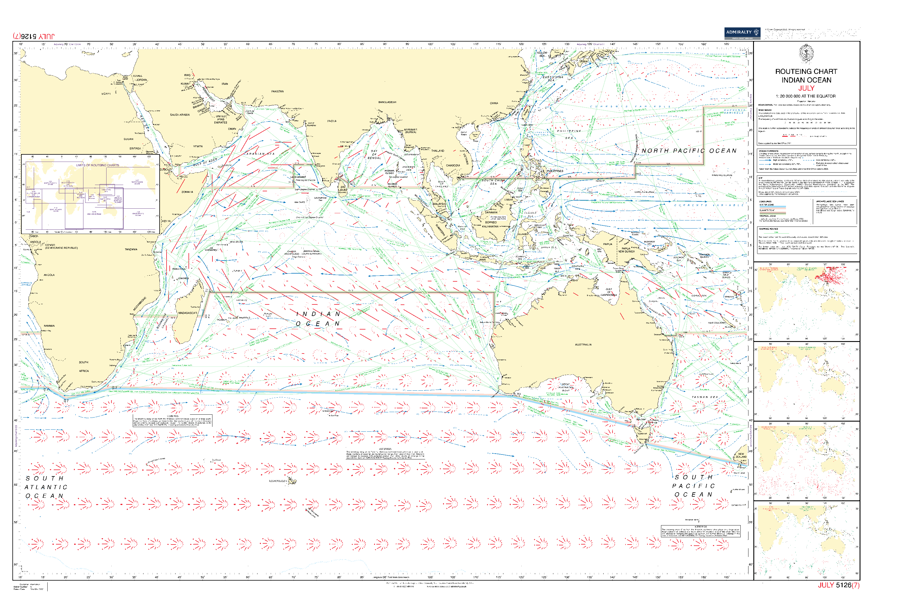 British Admiralty Routeing Chart 5126: Indian Ocean