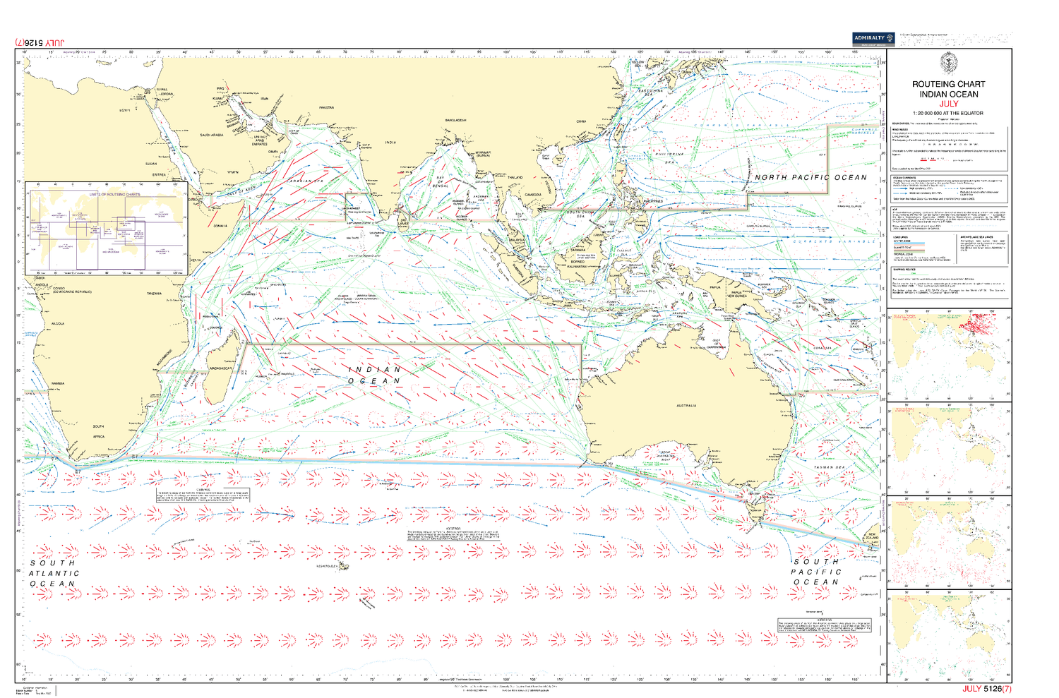 British Admiralty Routeing Chart 5126: Indian Ocean - Amnautical