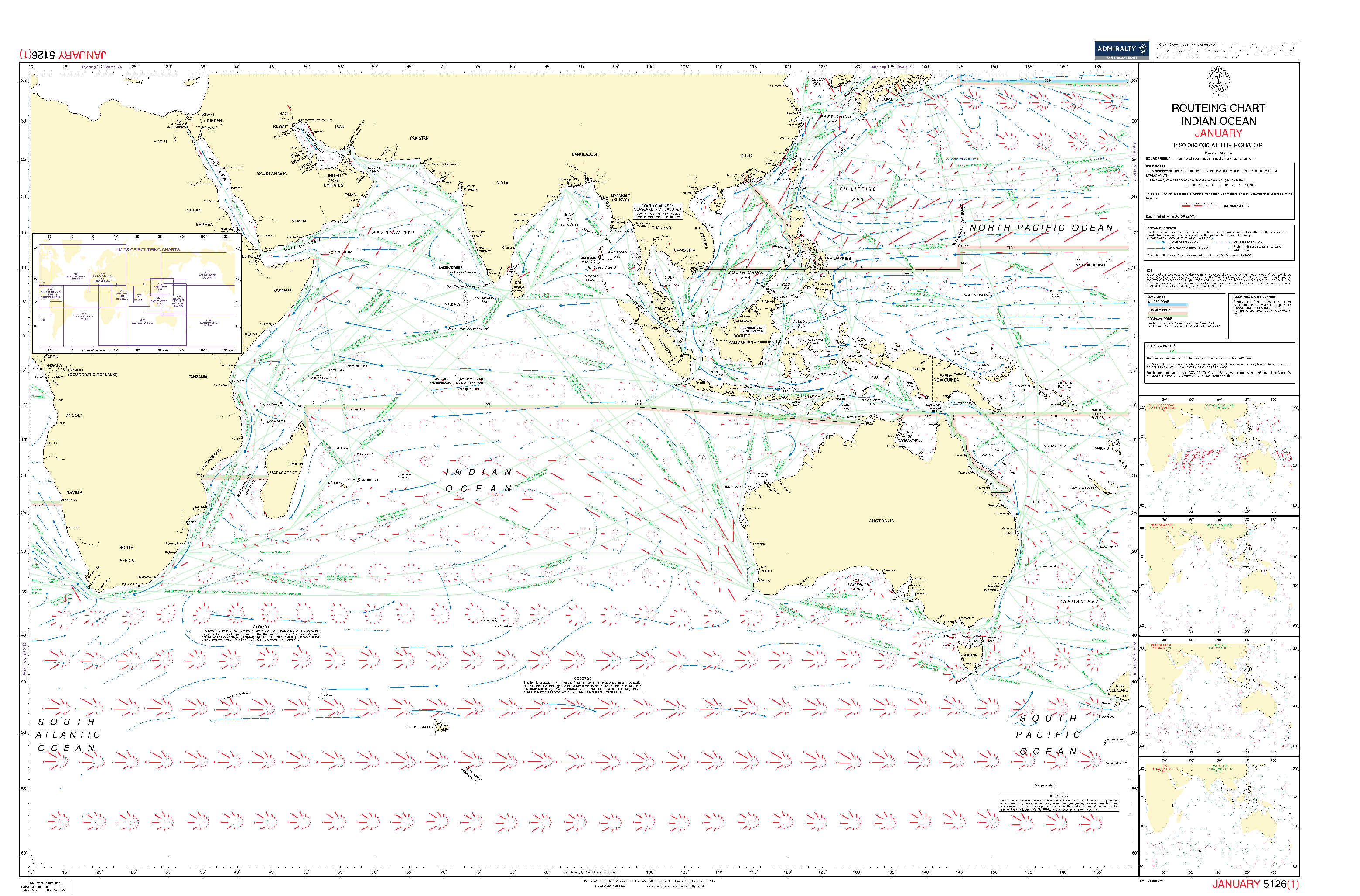 British Admiralty Routeing Chart 5126: Indian Ocean
