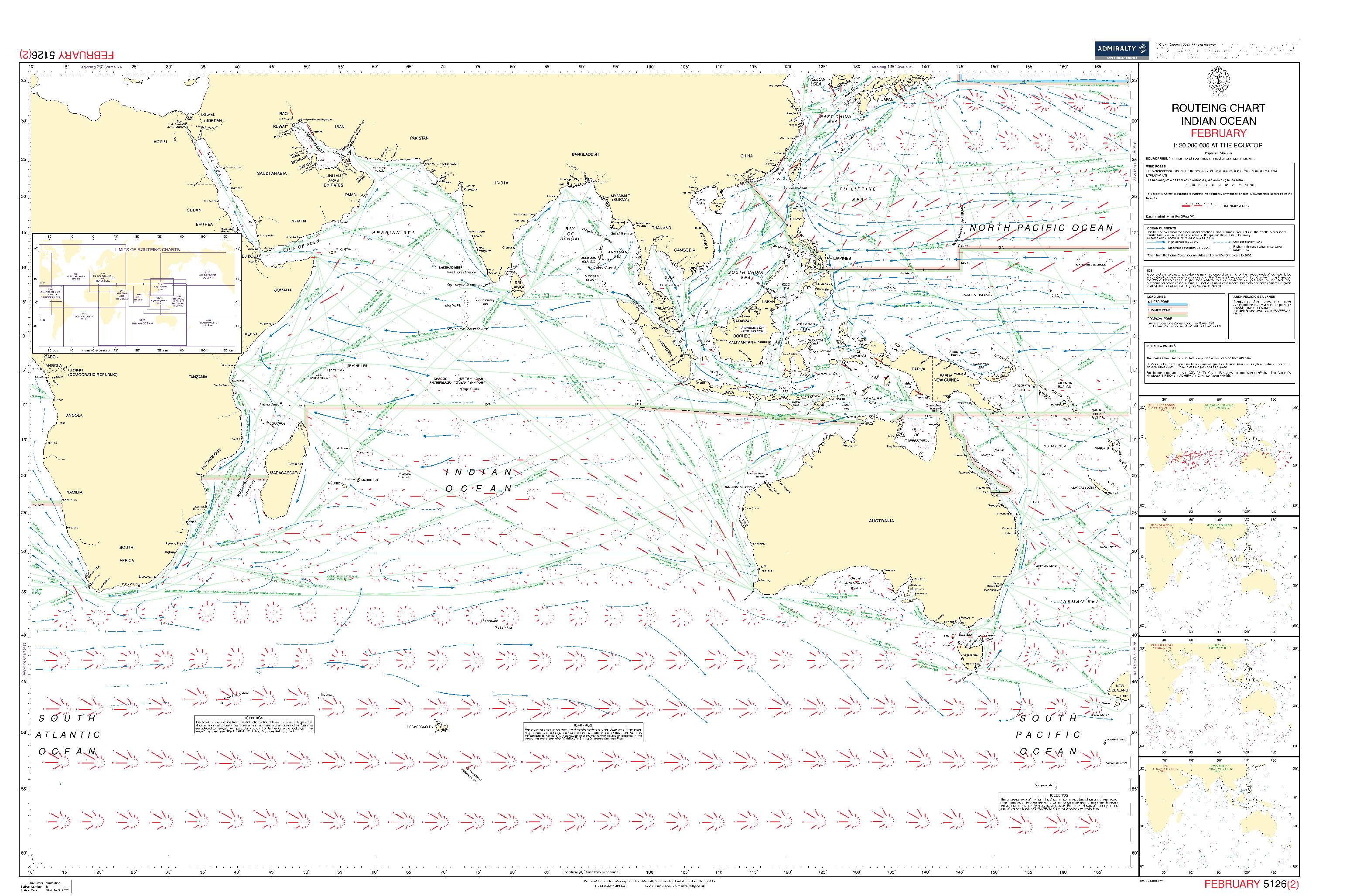 British Admiralty Routeing Chart 5126: Indian Ocean
