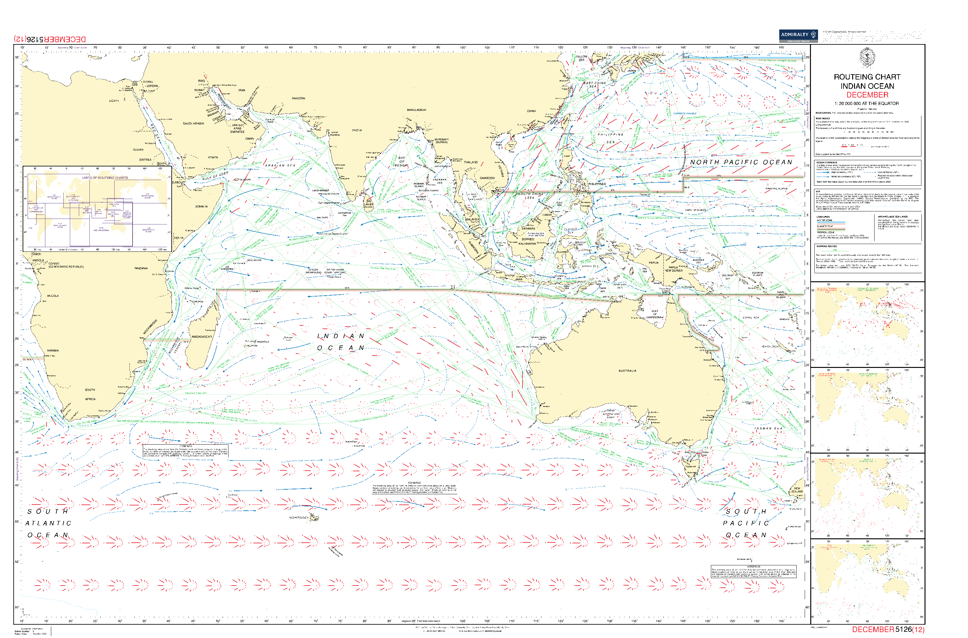 British Admiralty Routeing Chart 5126: Indian Ocean