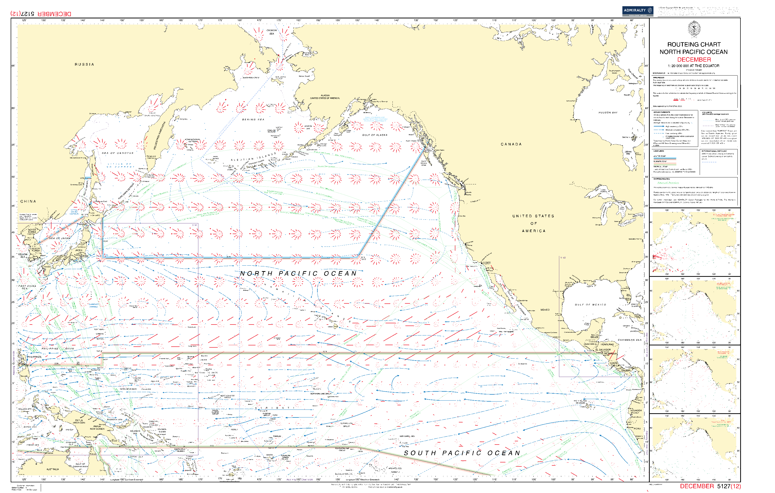 British Admiralty Routeing Chart 5127: North Pacific Ocean