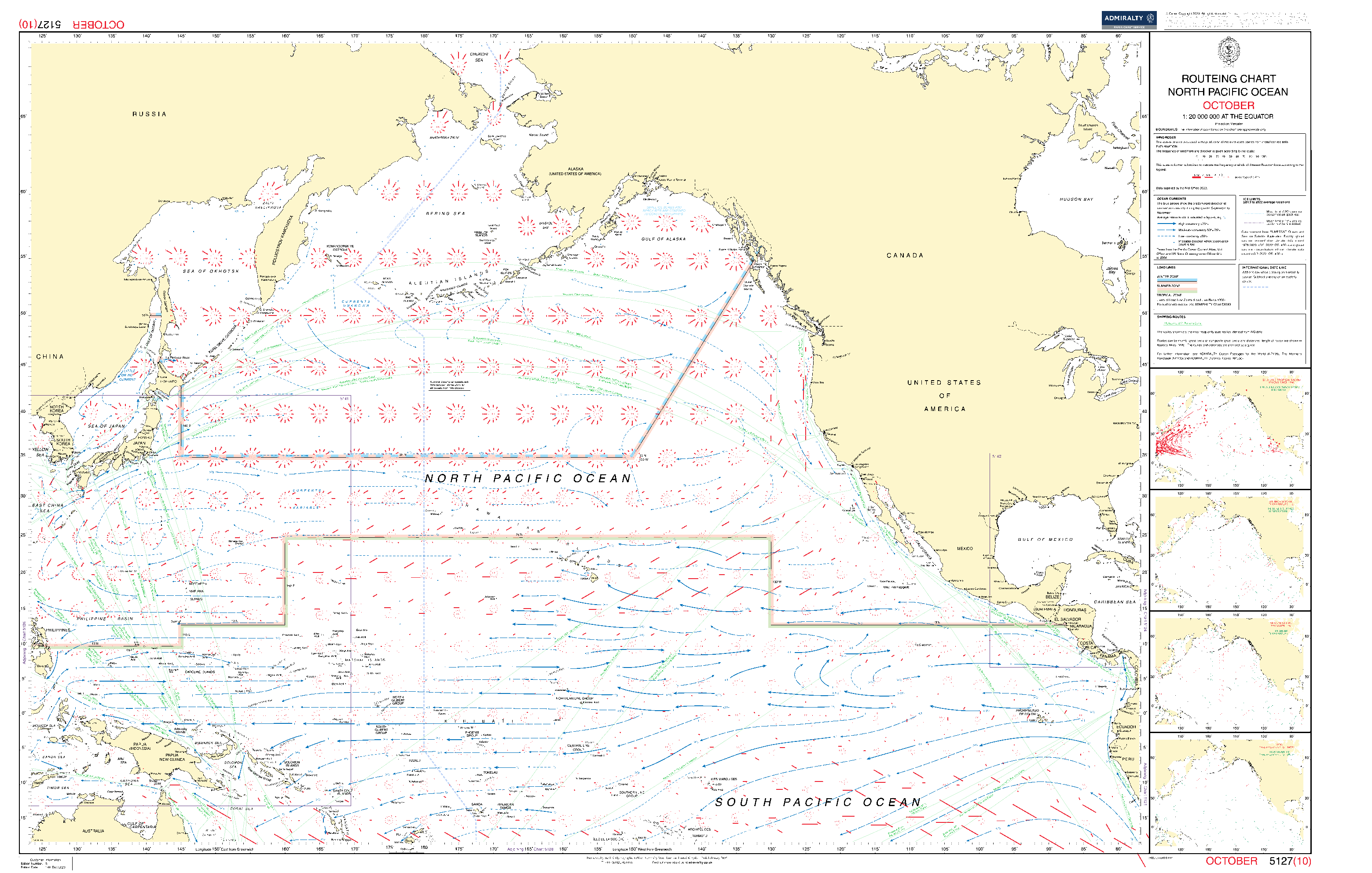 British Admiralty Routeing Chart 5127: North Pacific Ocean
