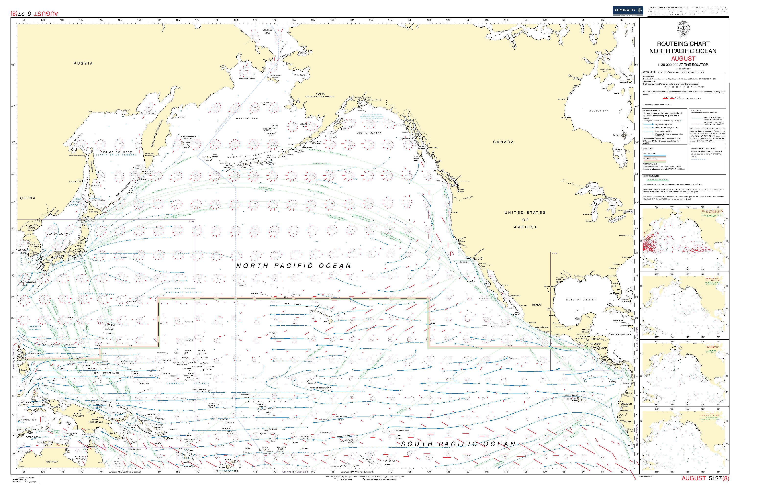British Admiralty Routeing Chart 5127: North Pacific Ocean