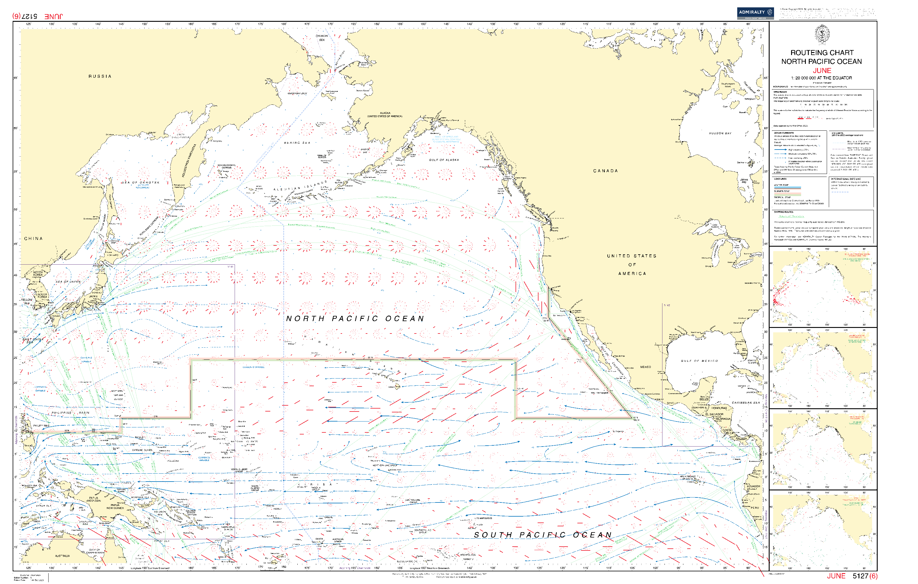 British Admiralty Routeing Chart 5127: North Pacific Ocean