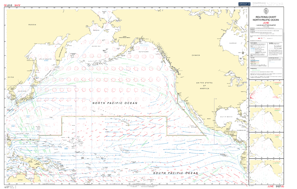 British Admiralty Routeing Chart 5127: North Pacific Ocean - Amnautical
