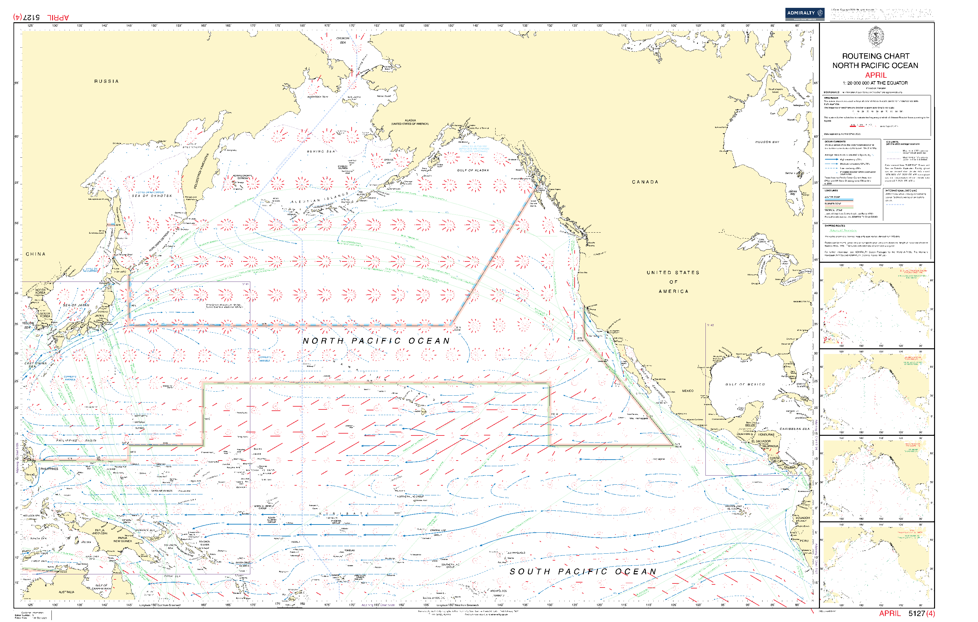 British Admiralty Routeing Chart 5127: North Pacific Ocean