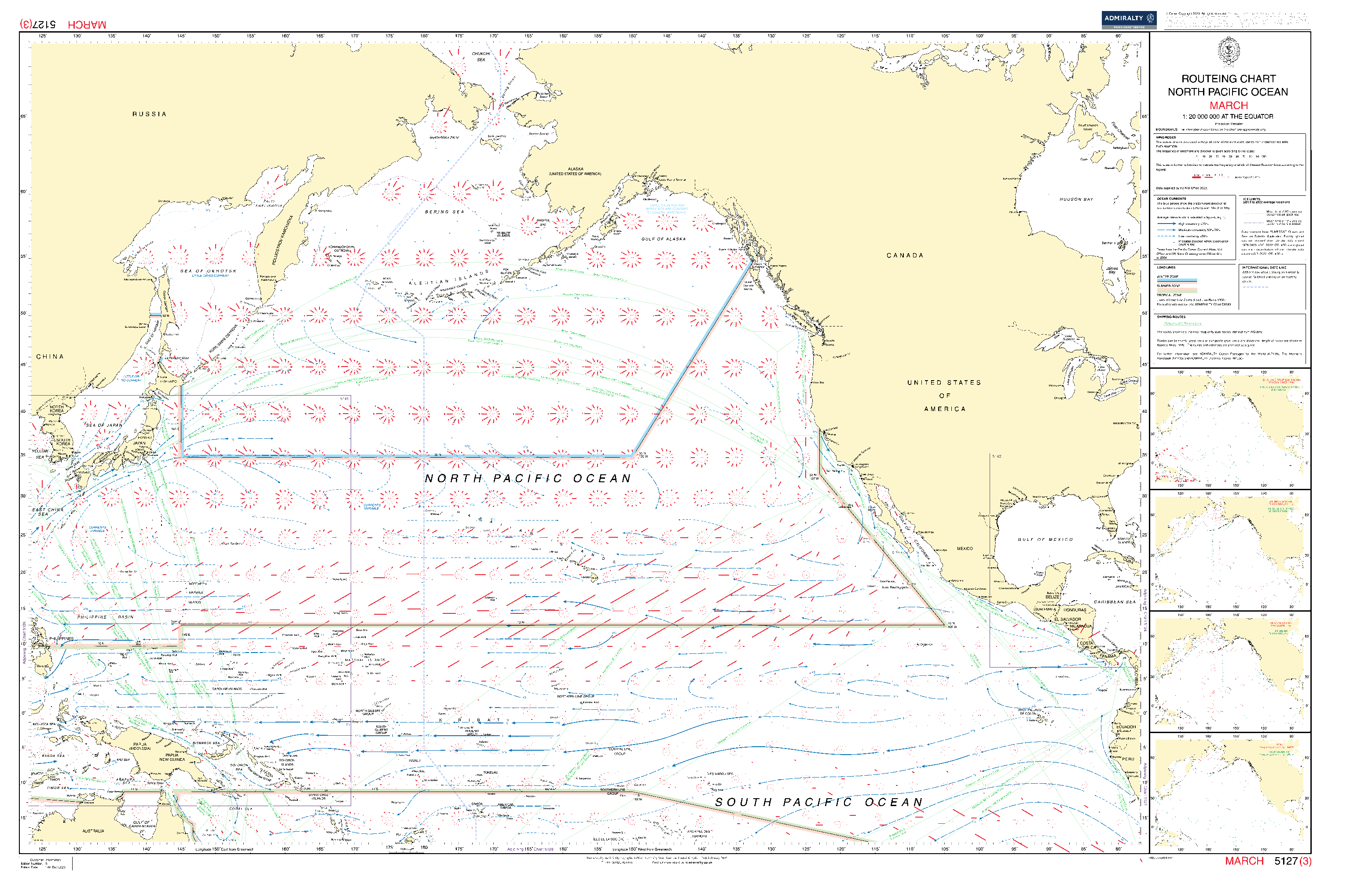 British Admiralty Routeing Chart 5127: North Pacific Ocean