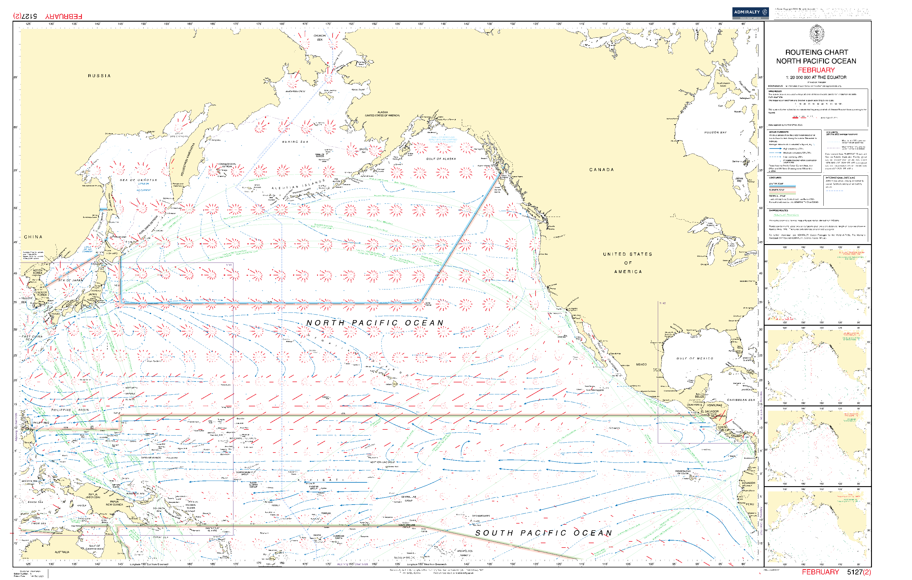 British Admiralty Routeing Chart 5127: North Pacific Ocean