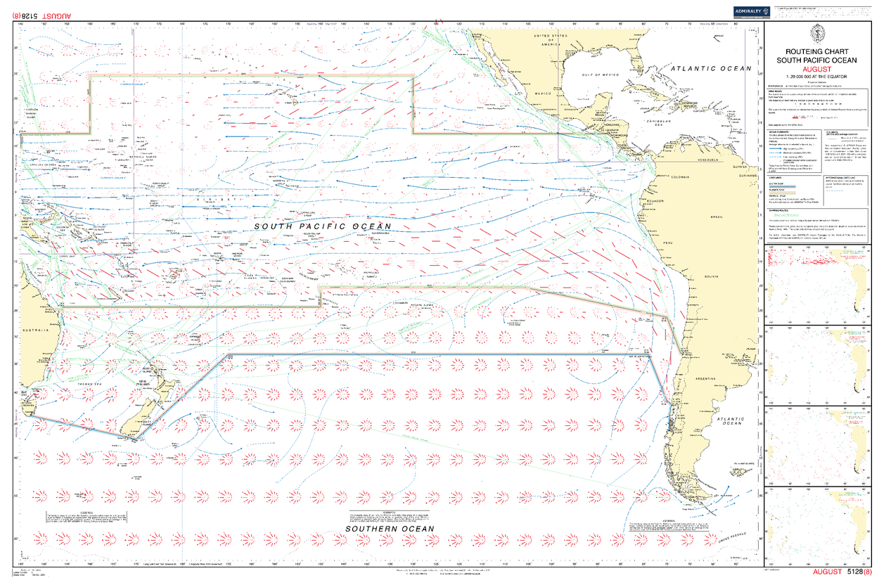 British Admiralty Routeing Chart 5128: South Pacific Ocean - Amnautical