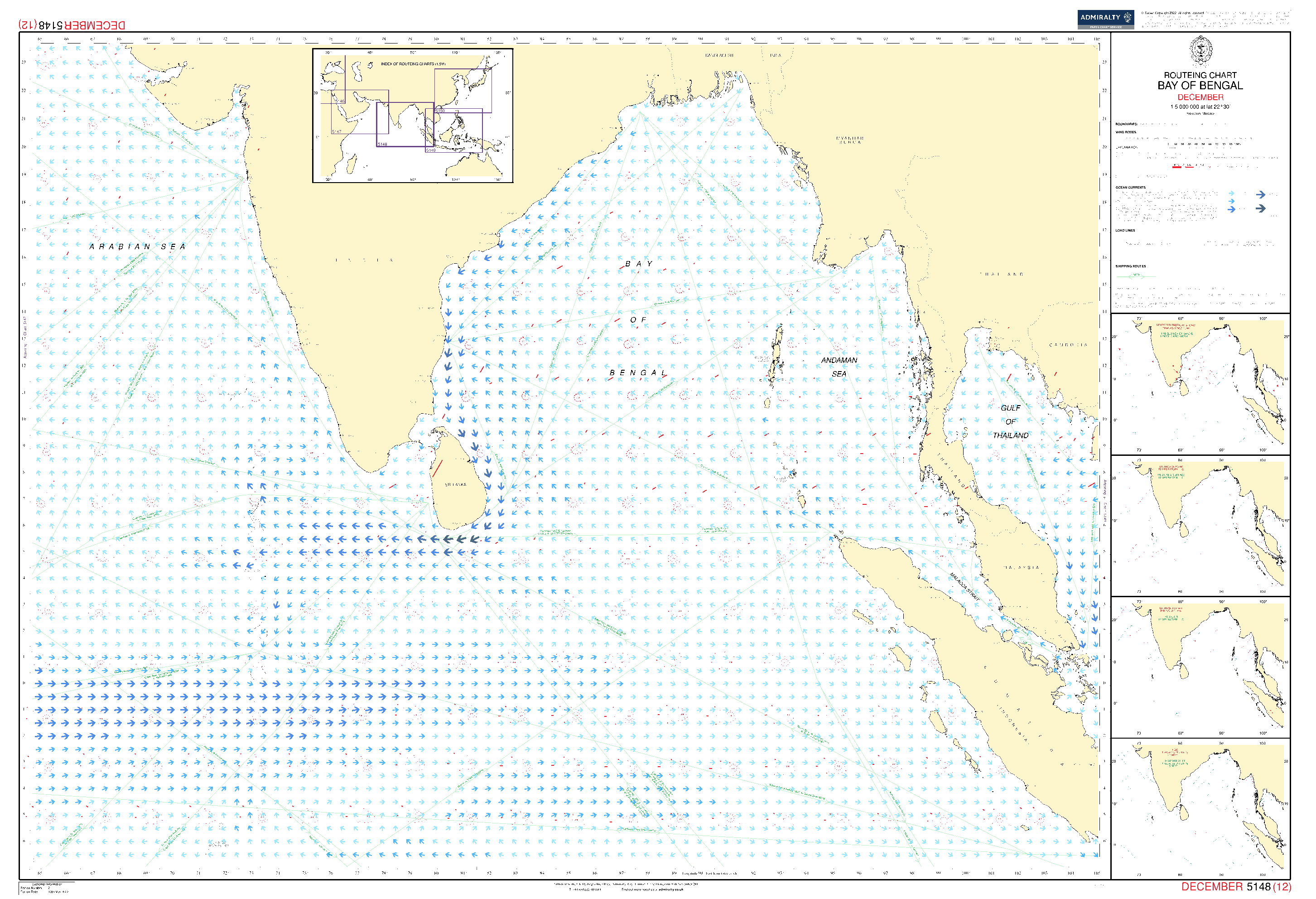 British Admiralty Routeing Chart 5148: Bay of Bengal