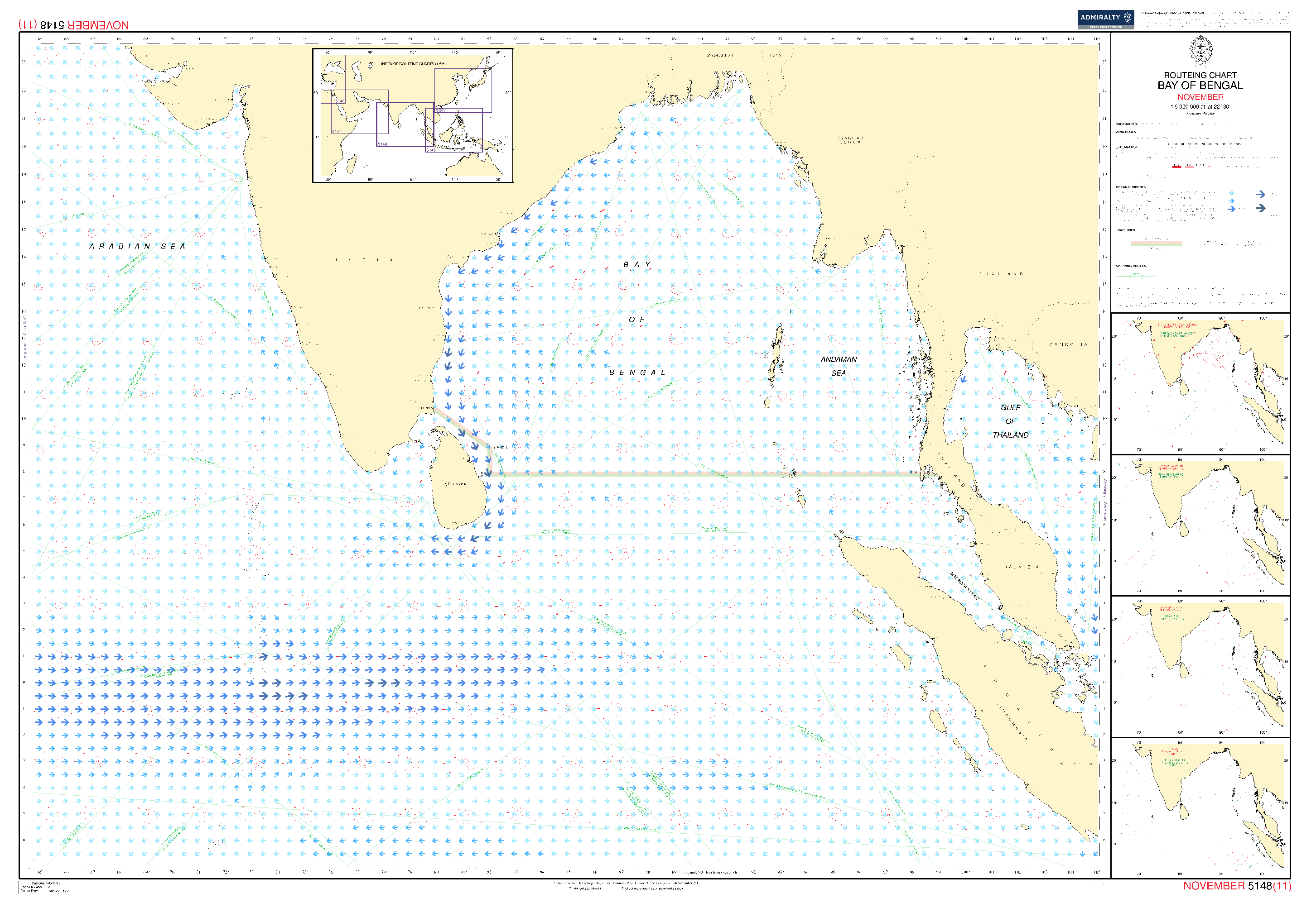 British Admiralty Routeing Chart 5148: Bay of Bengal