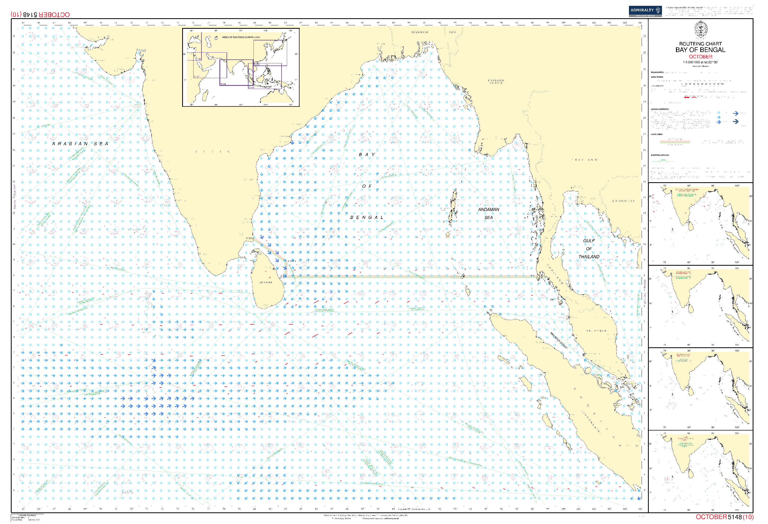 British Admiralty Routeing Chart 5148: Bay of Bengal