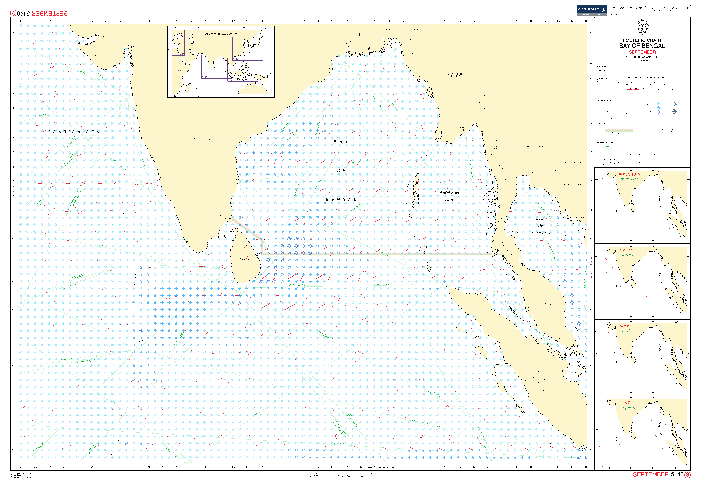 British Admiralty Routeing Chart 5148: Bay of Bengal