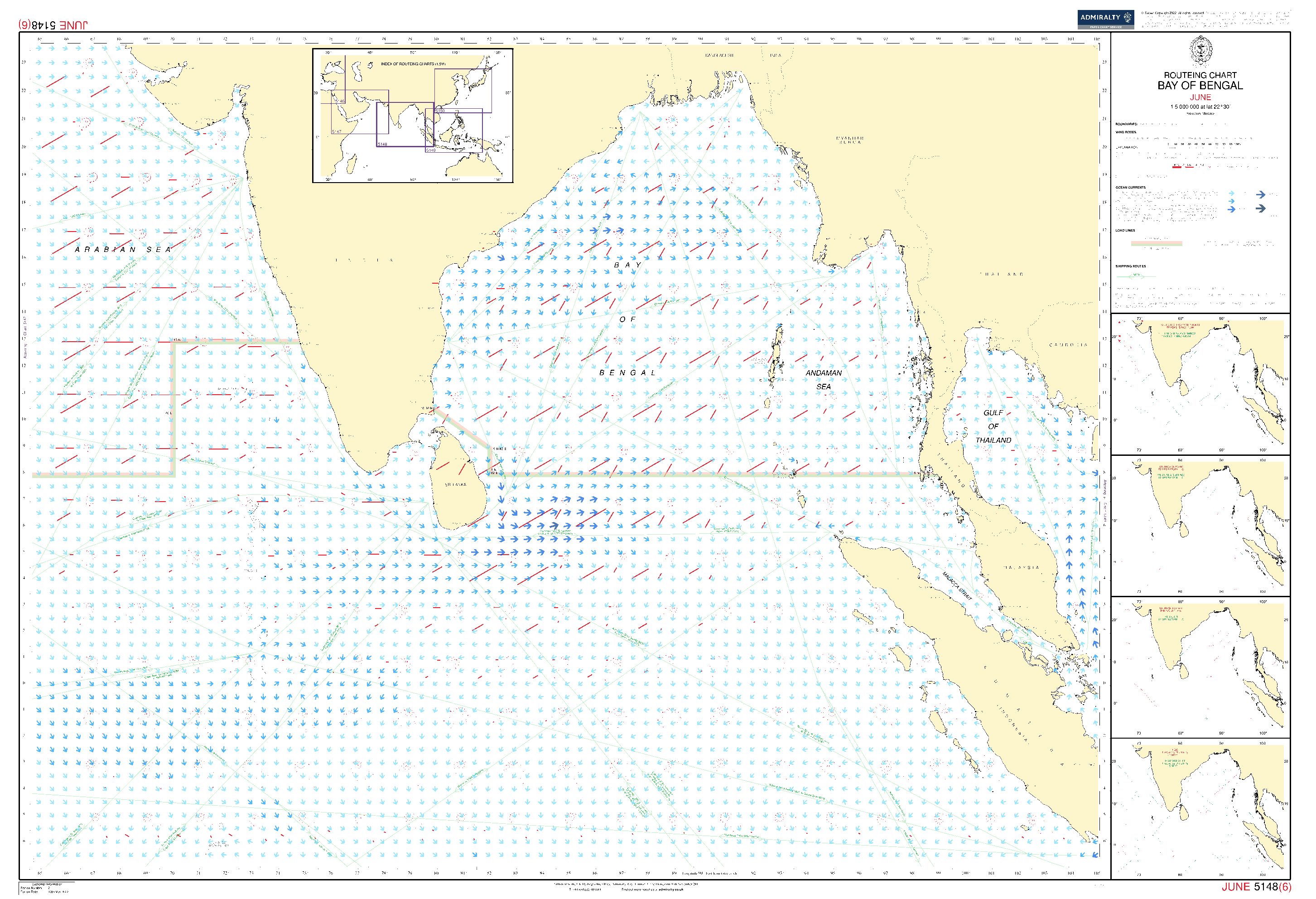 British Admiralty Routeing Chart 5148: Bay of Bengal