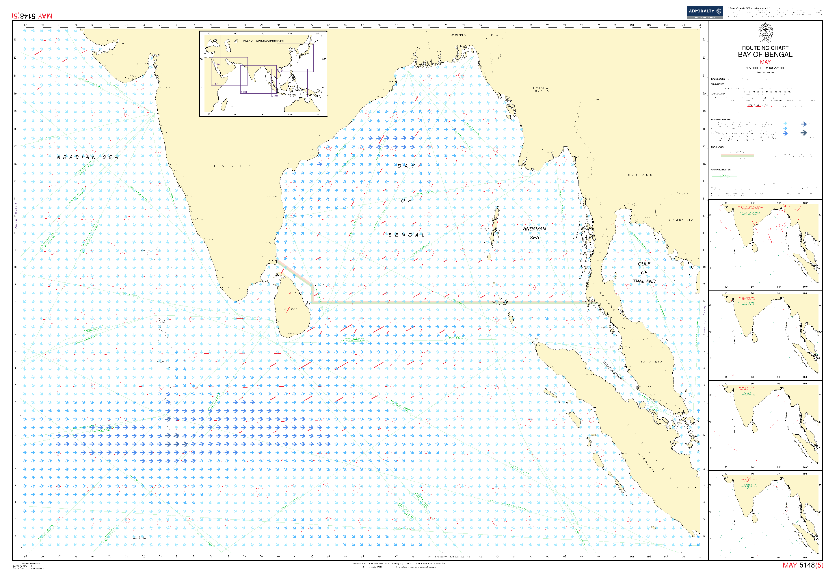 British Admiralty Routeing Chart 5148: Bay of Bengal