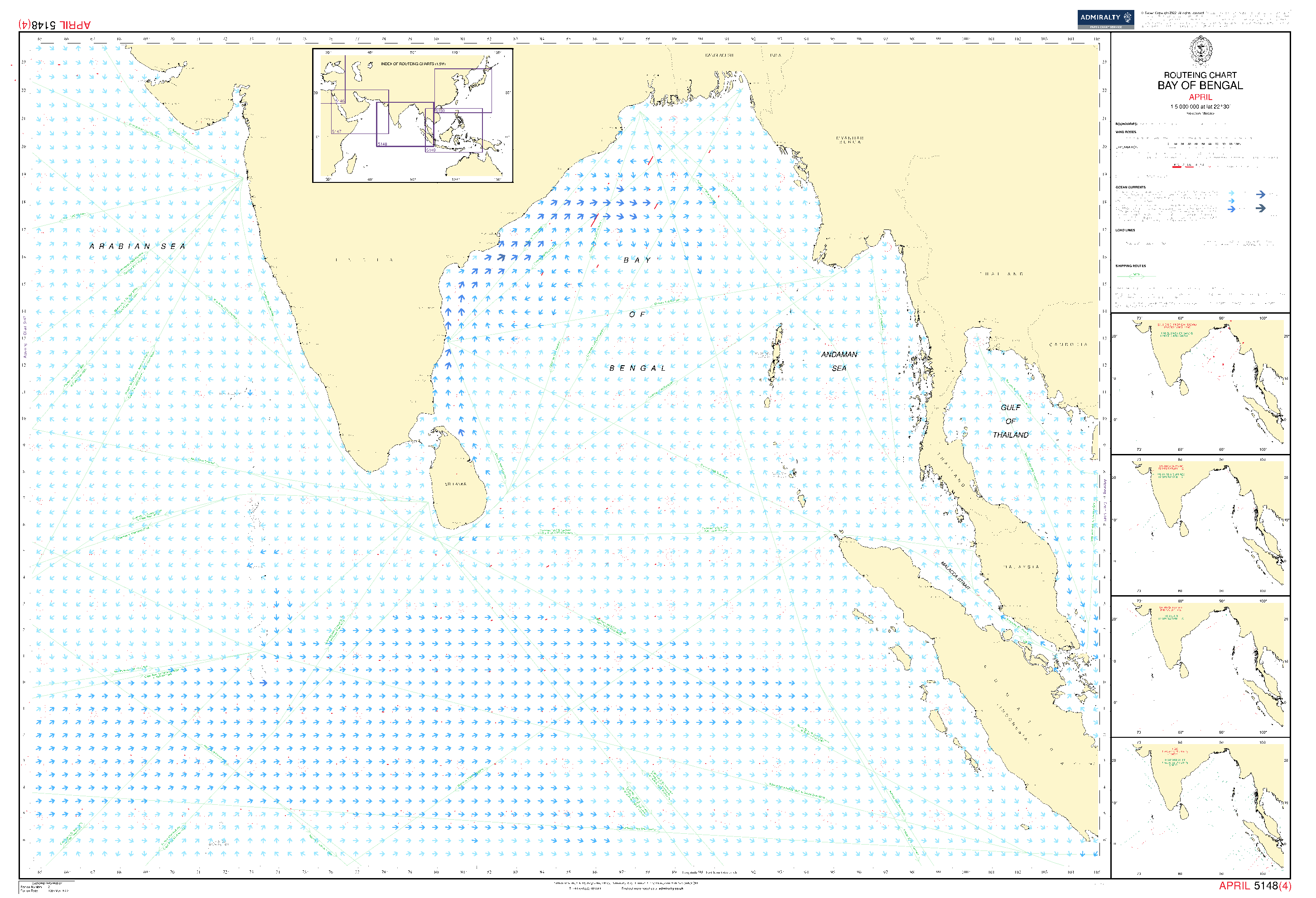 British Admiralty Routeing Chart 5148: Bay of Bengal