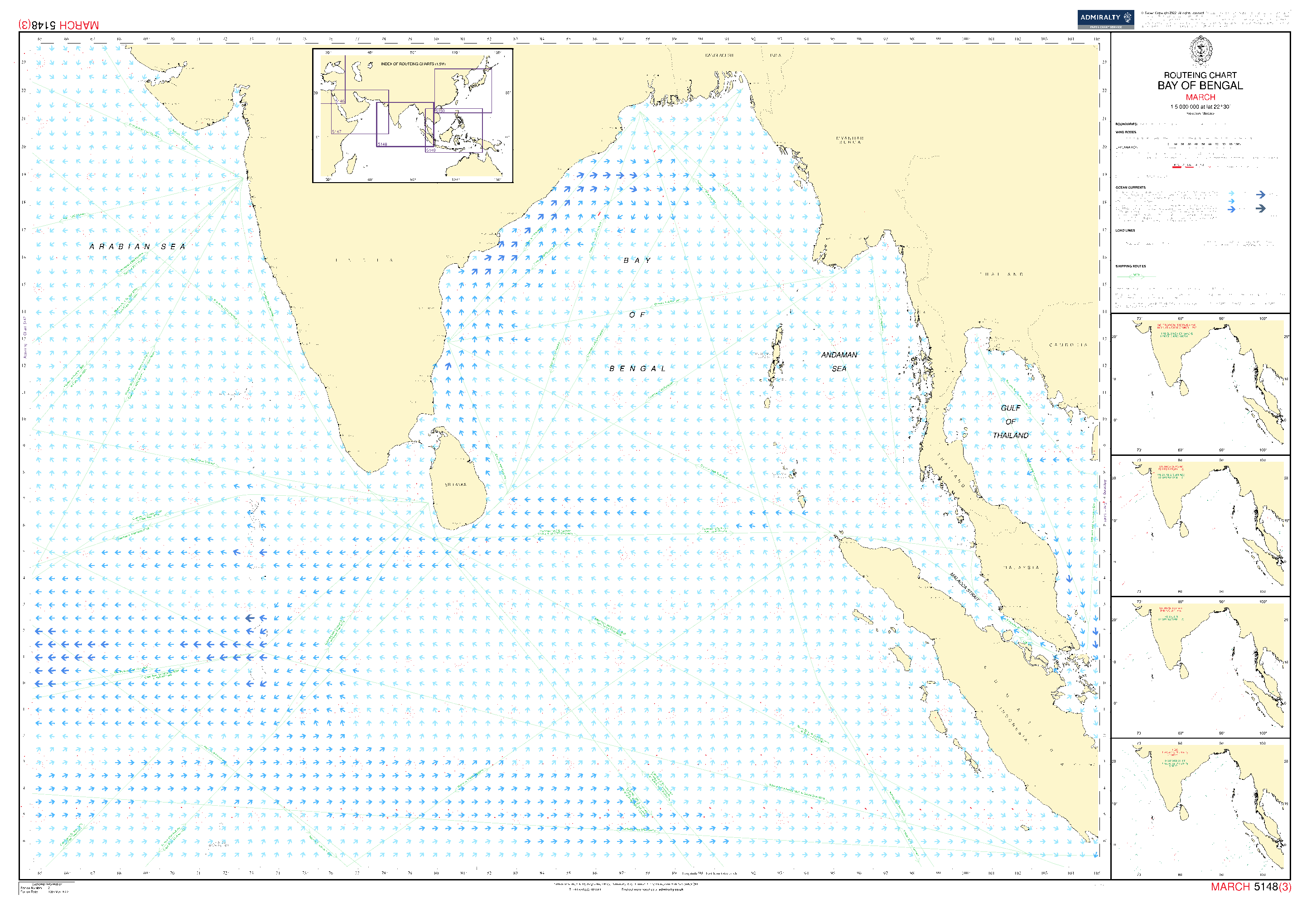British Admiralty Routeing Chart 5148: Bay of Bengal