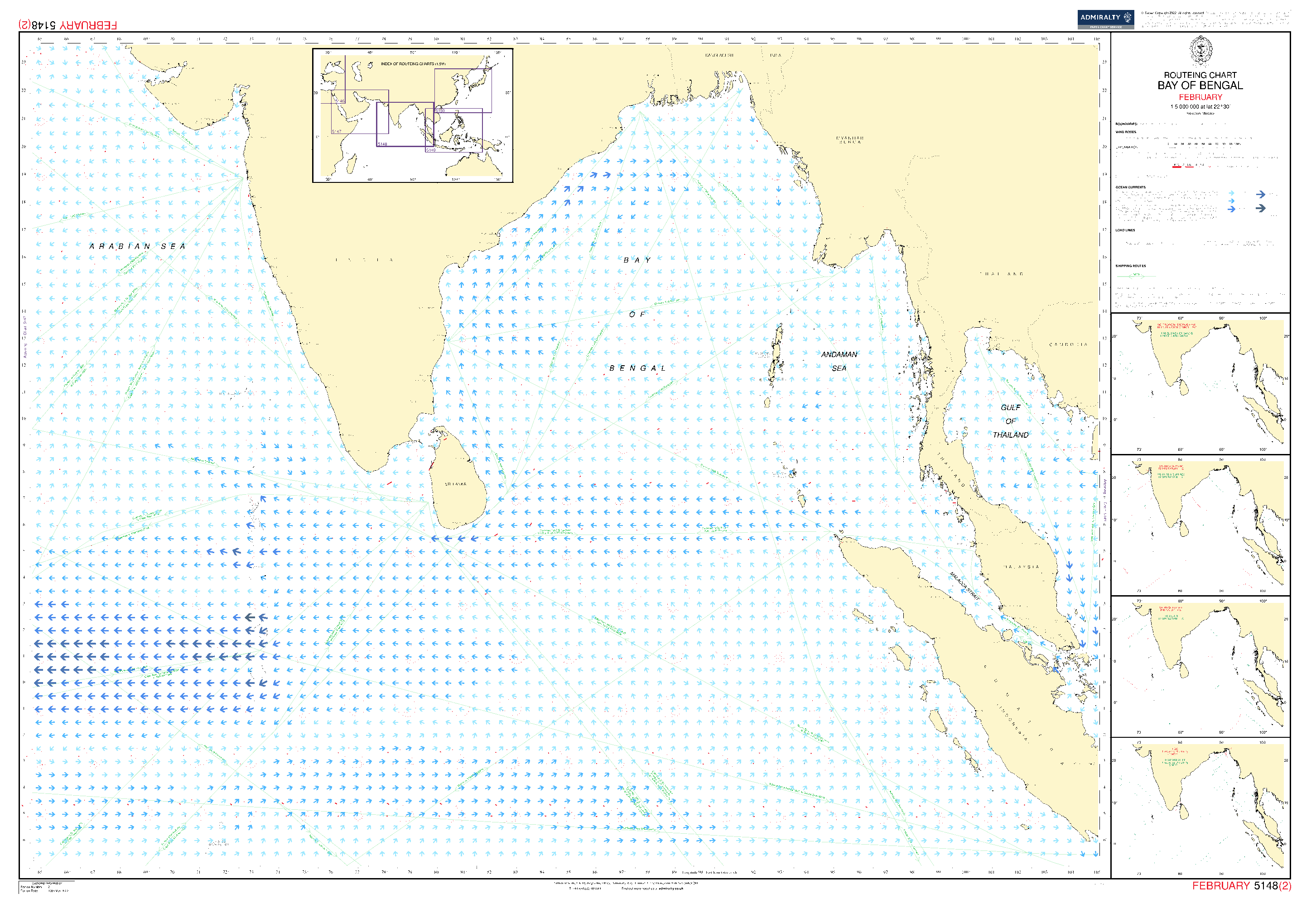 British Admiralty Routeing Chart 5148: Bay of Bengal