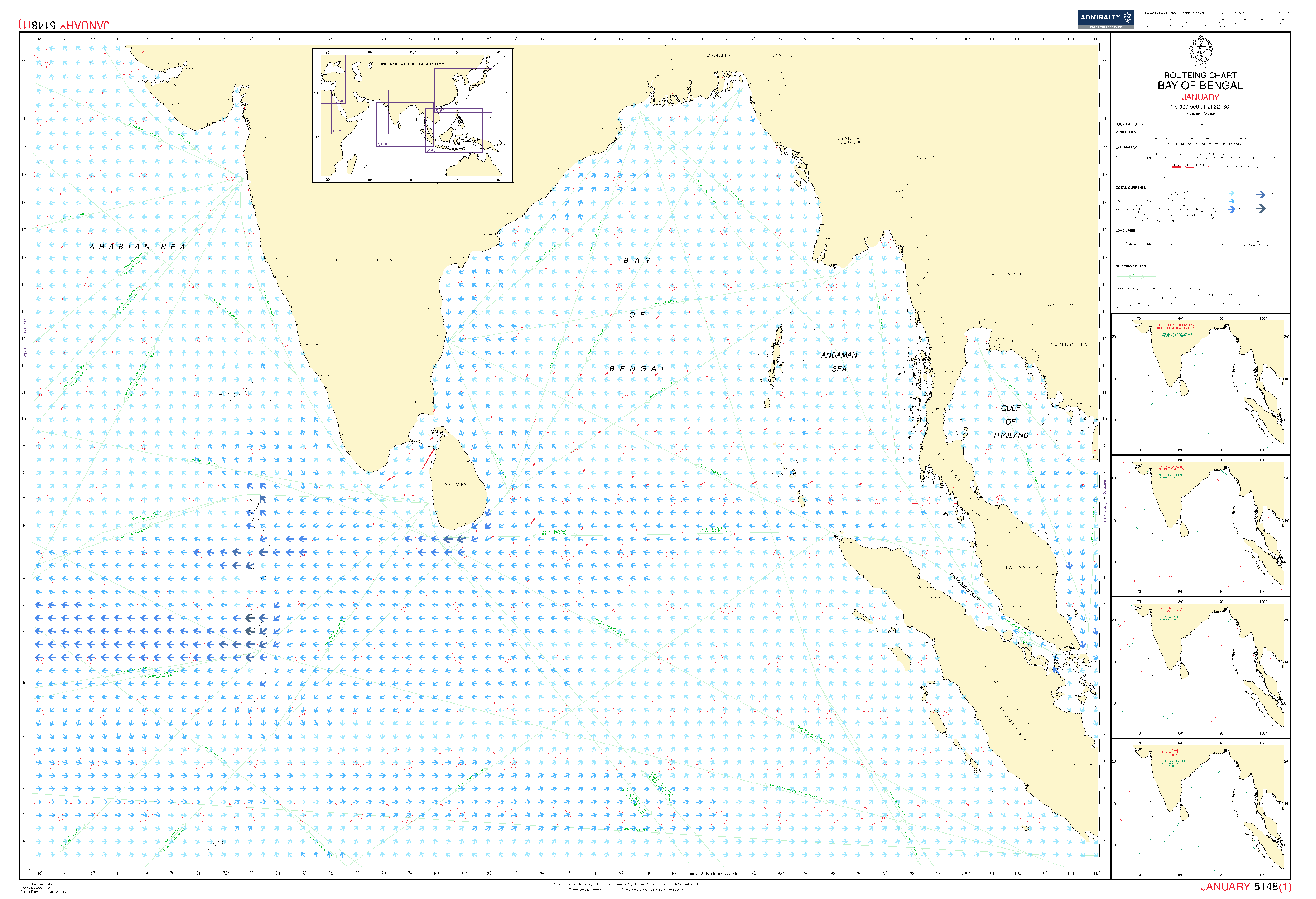 British Admiralty Routeing Chart 5148: Bay of Bengal