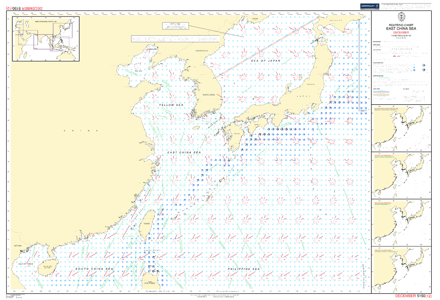 British Admiralty Routeing Chart 5150: East China Sea - Amnautical