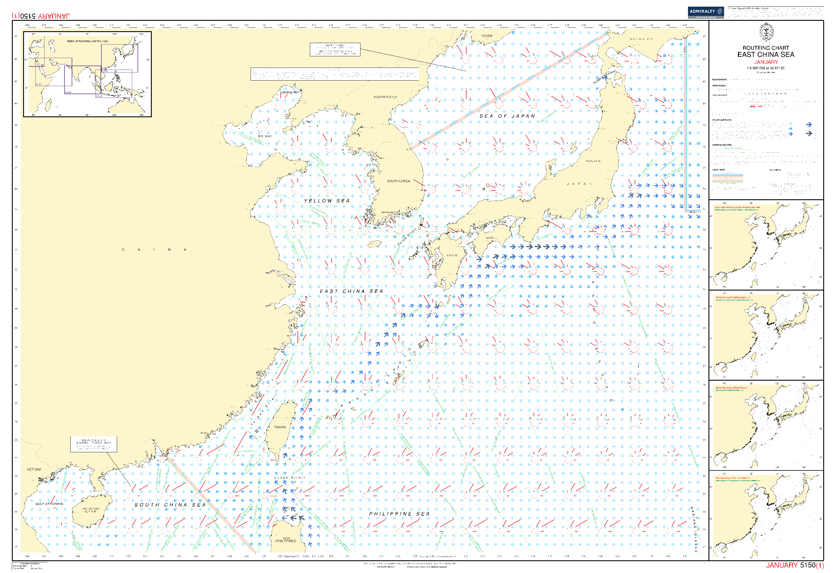 British Admiralty Routeing Chart 5150: East China Sea