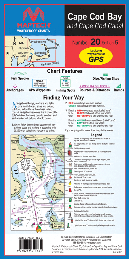 Cap Code Bay Cape Cod Bay Waterproof Chart, 5th Edition - Amnautical