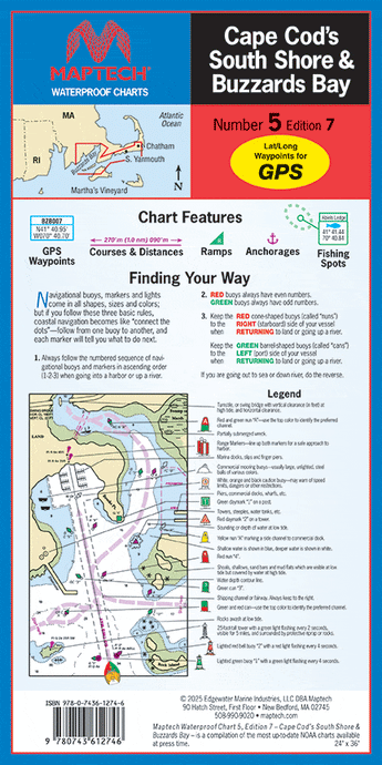 Cape Cod's South Shore & Buzzards Bay Waterproof Chart, 6th Edition