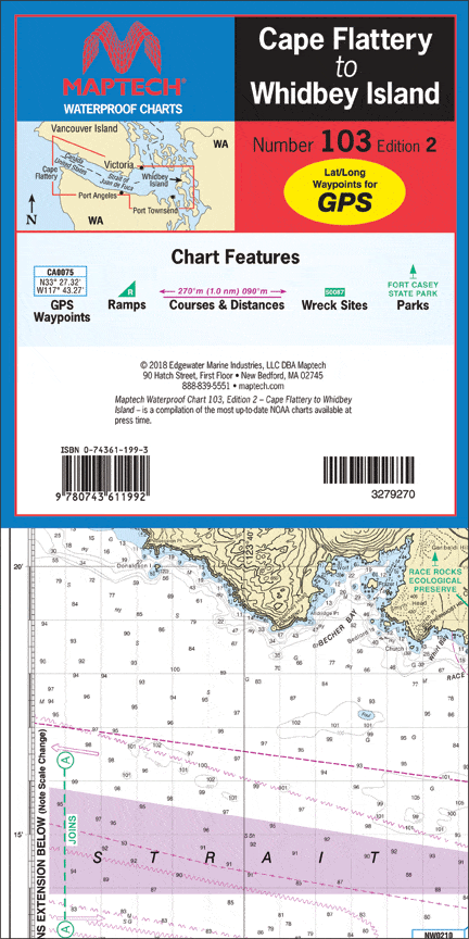 Cape Flattery to Whidbey Island Waterproof Chart, 2nd Edition
