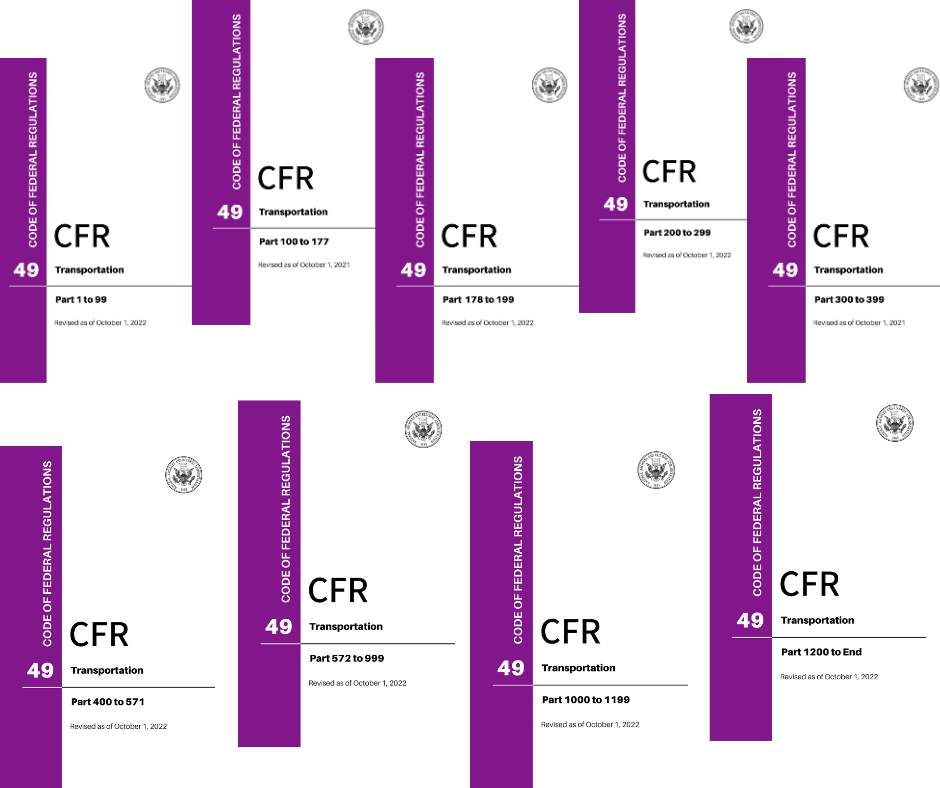 CFR Title 49 Complete Set (Volumes 1-9): Parts 1-End – Transportation (Code of Federal Regulations), Revised as of October 1, 2022