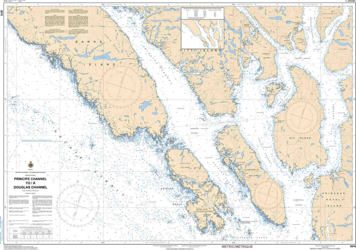 CHS Nautical Chart 3976: Principe Channel to/à Douglas Channel