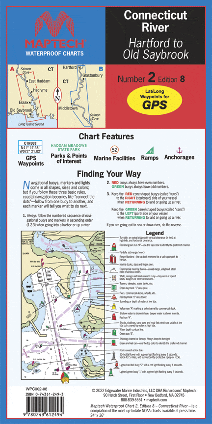 Connecticut River Waterproof Chart, 8th Edition