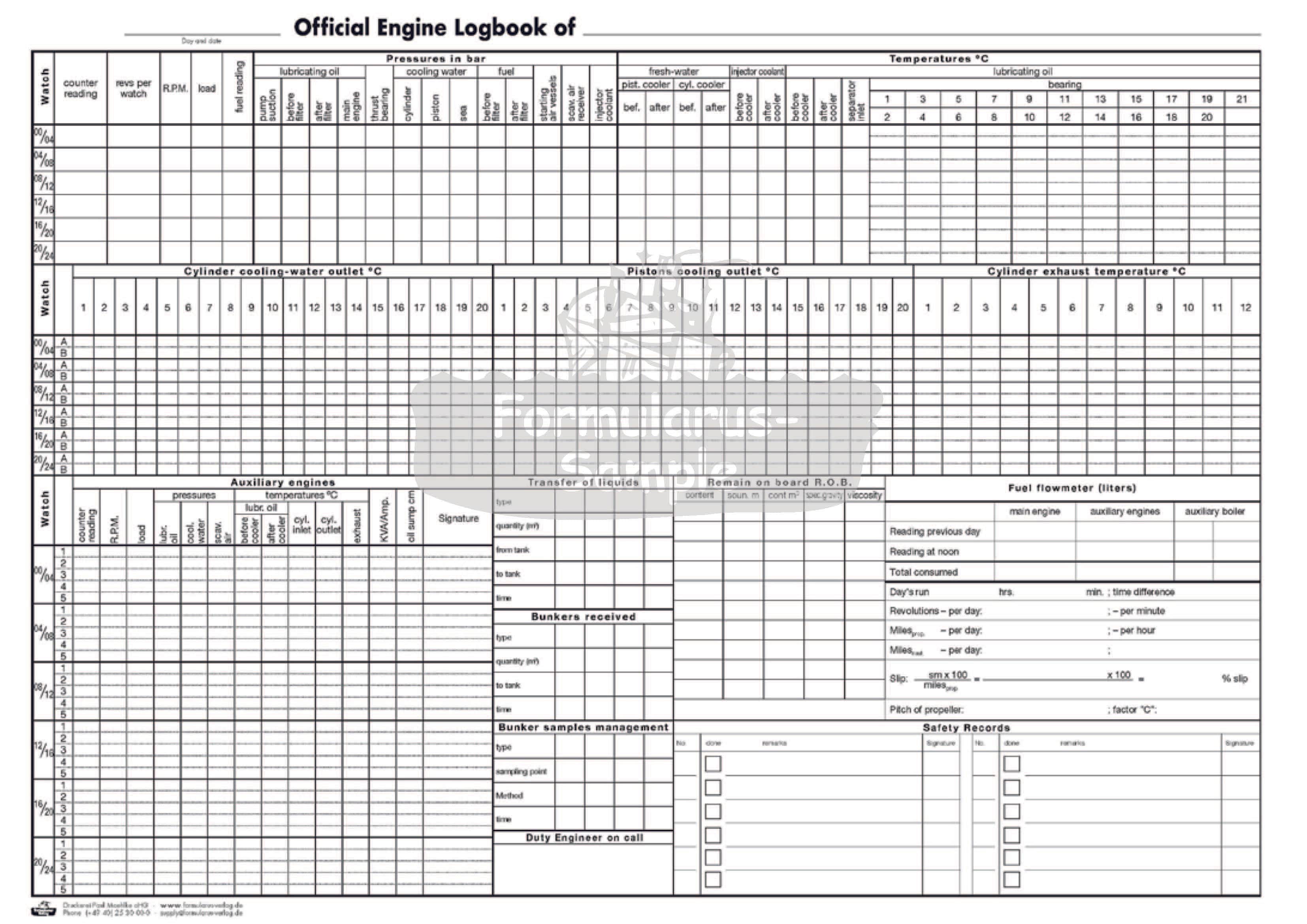 Cyprus Official Engine Log Book - Amnautical