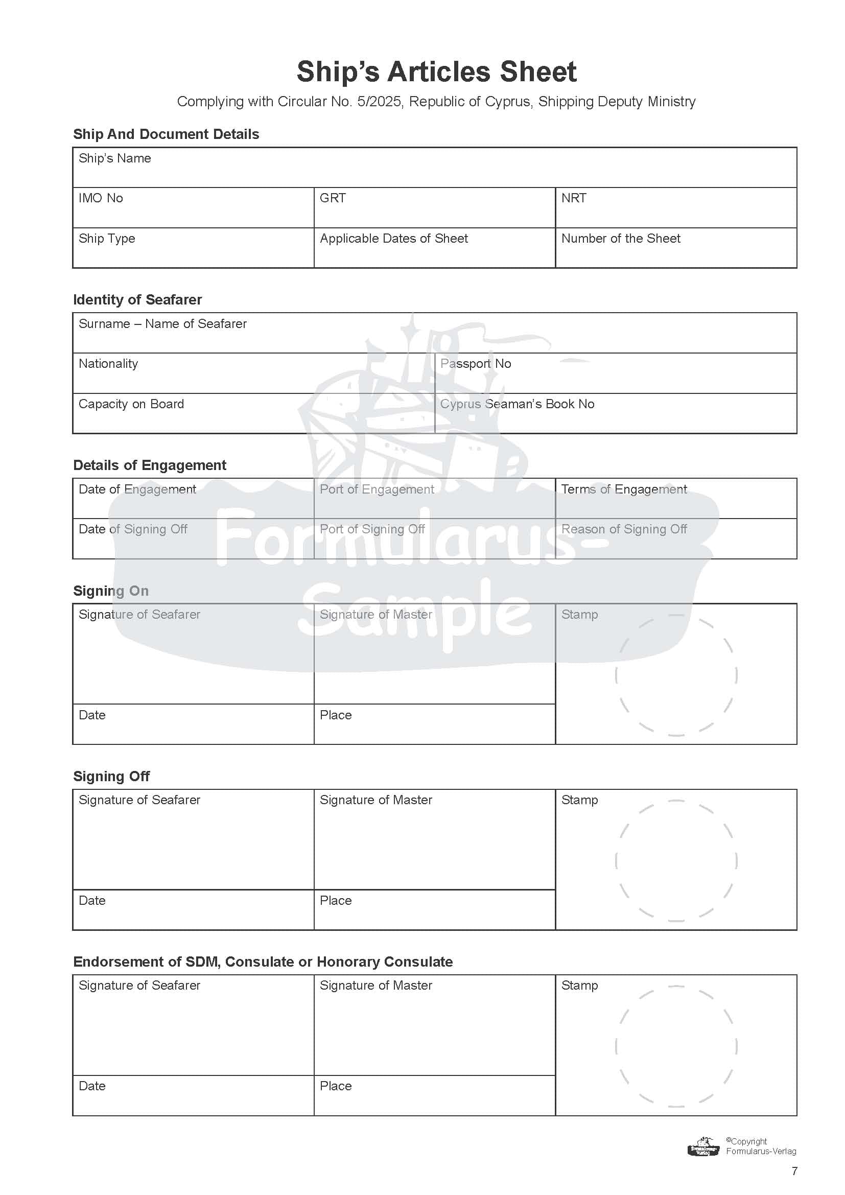 Cyprus Ship’s Articles