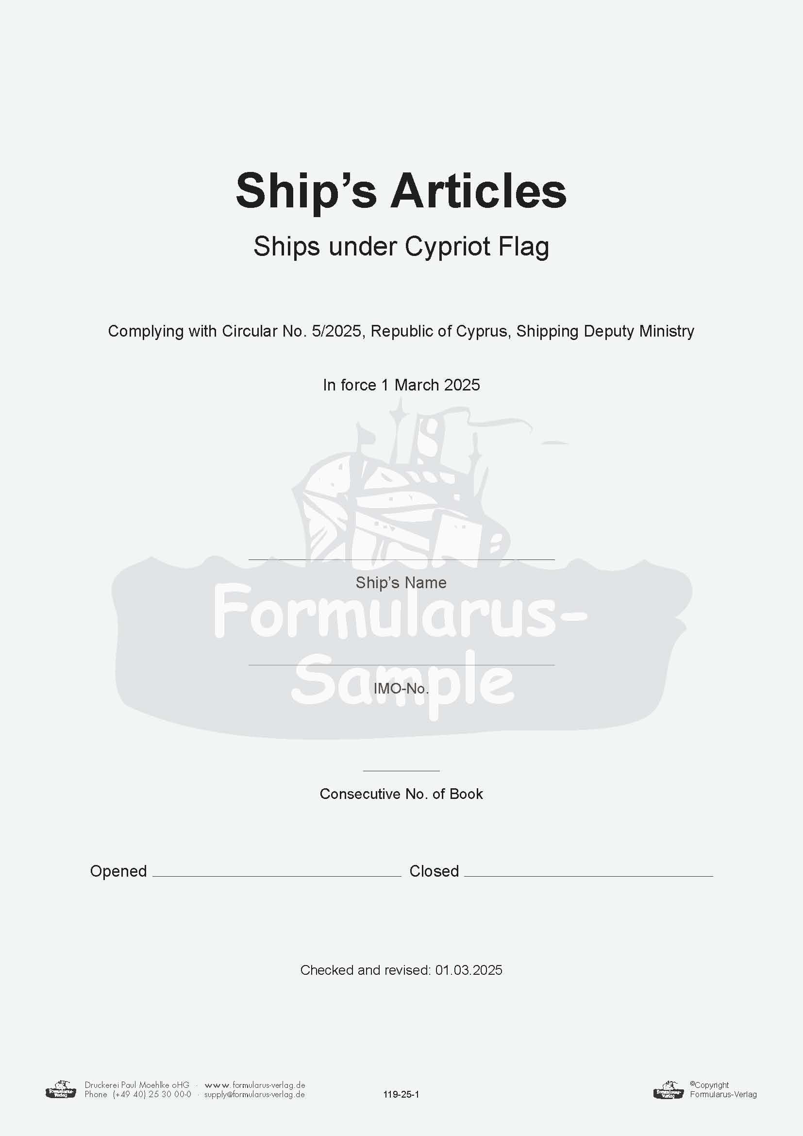 Cyprus Ship’s Articles