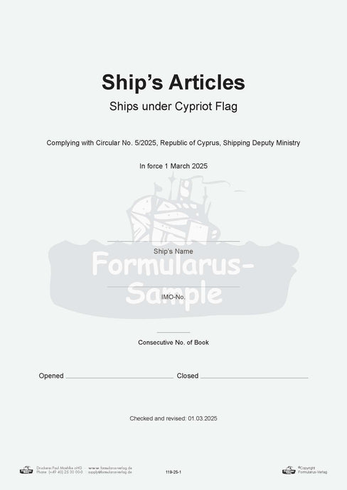 Cyprus Ship’s Articles
