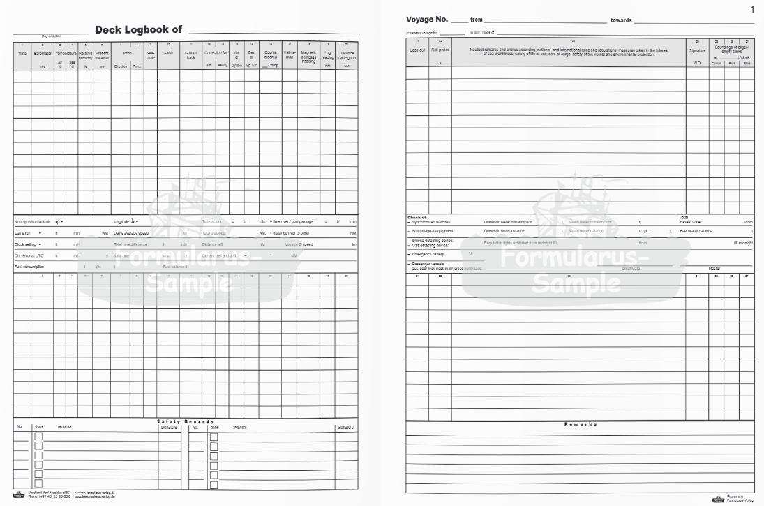 Deck Log Book (3 Months)