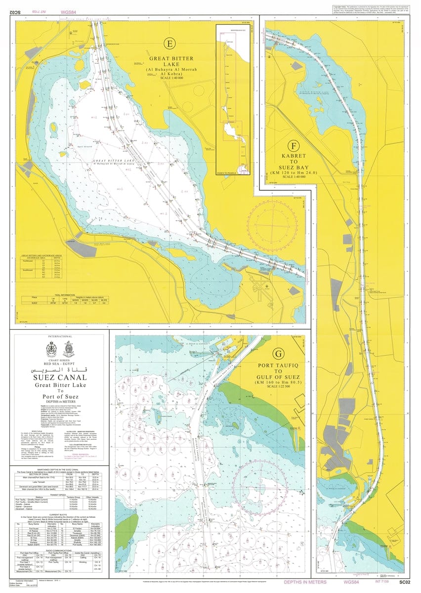 Egyptian Navy Hydrographic Department: Suez Canal Chart SC2, 2nd Edition, Dated 01st Sept 2024