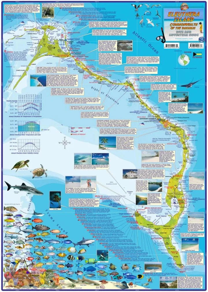 Eleuthera Island, The Bahamas, Dive & Adventure Guide Map